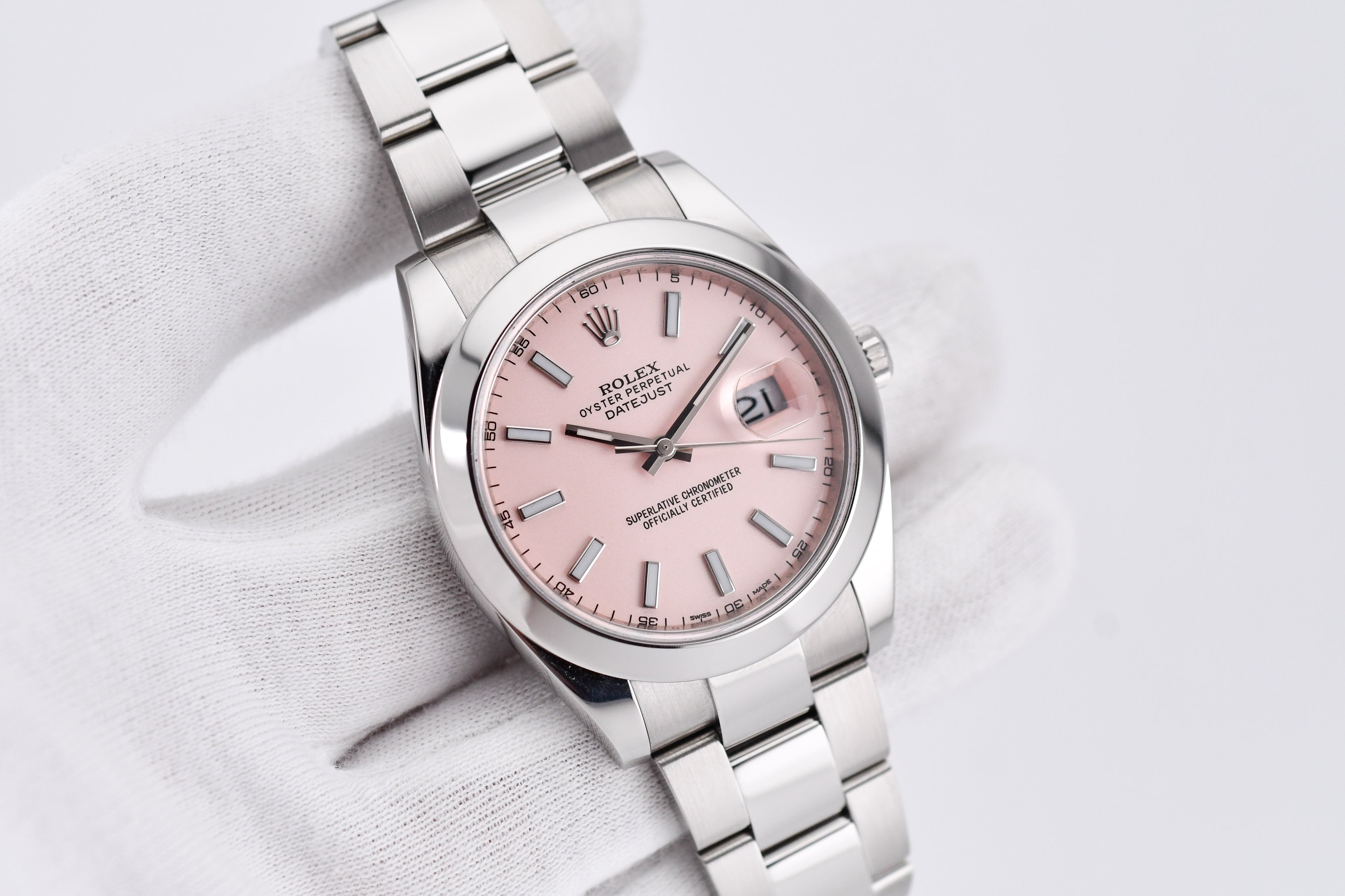 Rolex Datejust 41mm Ref 126300 Custom Pink Stick Dial