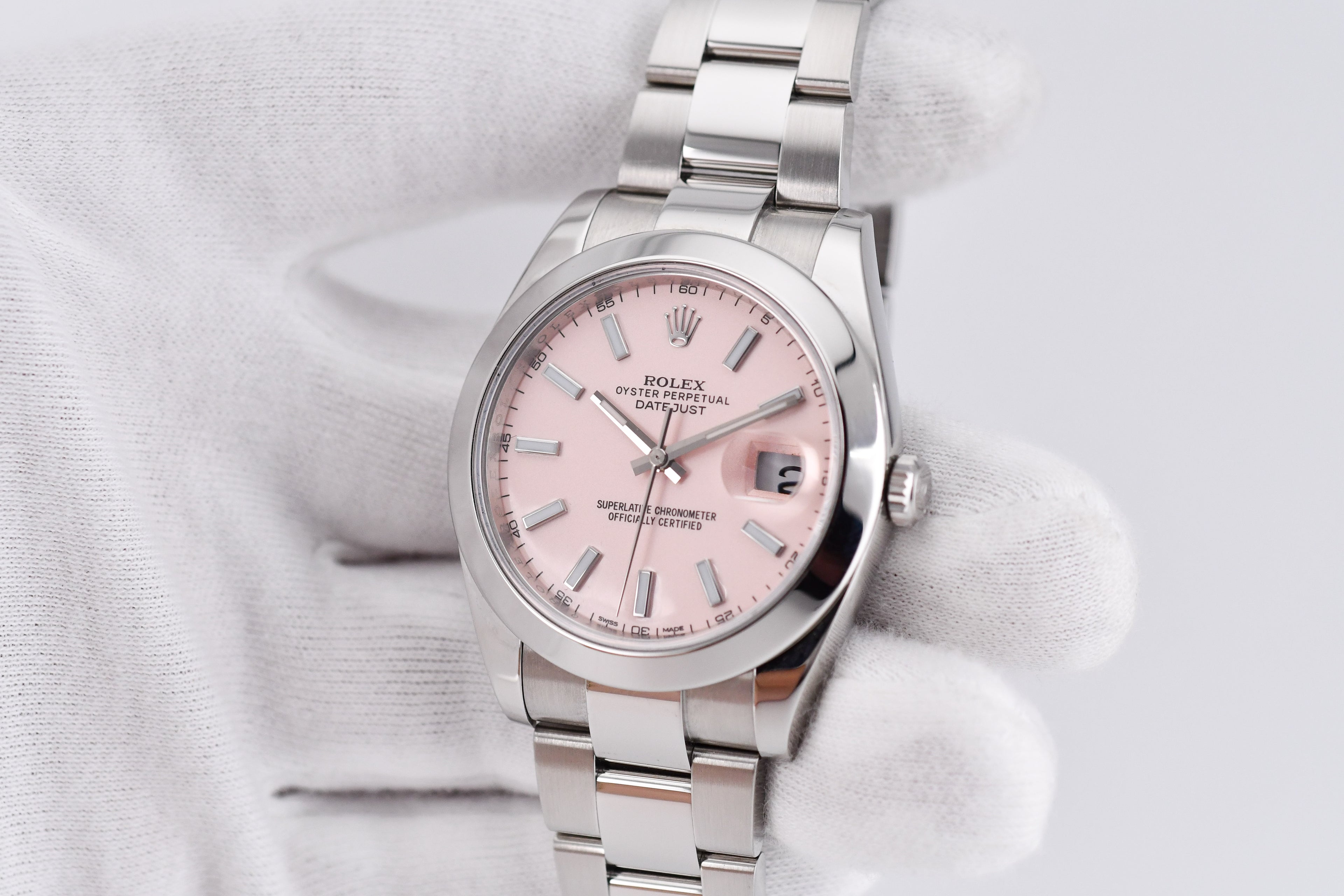 Rolex Datejust 41mm Ref 126300 Custom Pink Stick Dial