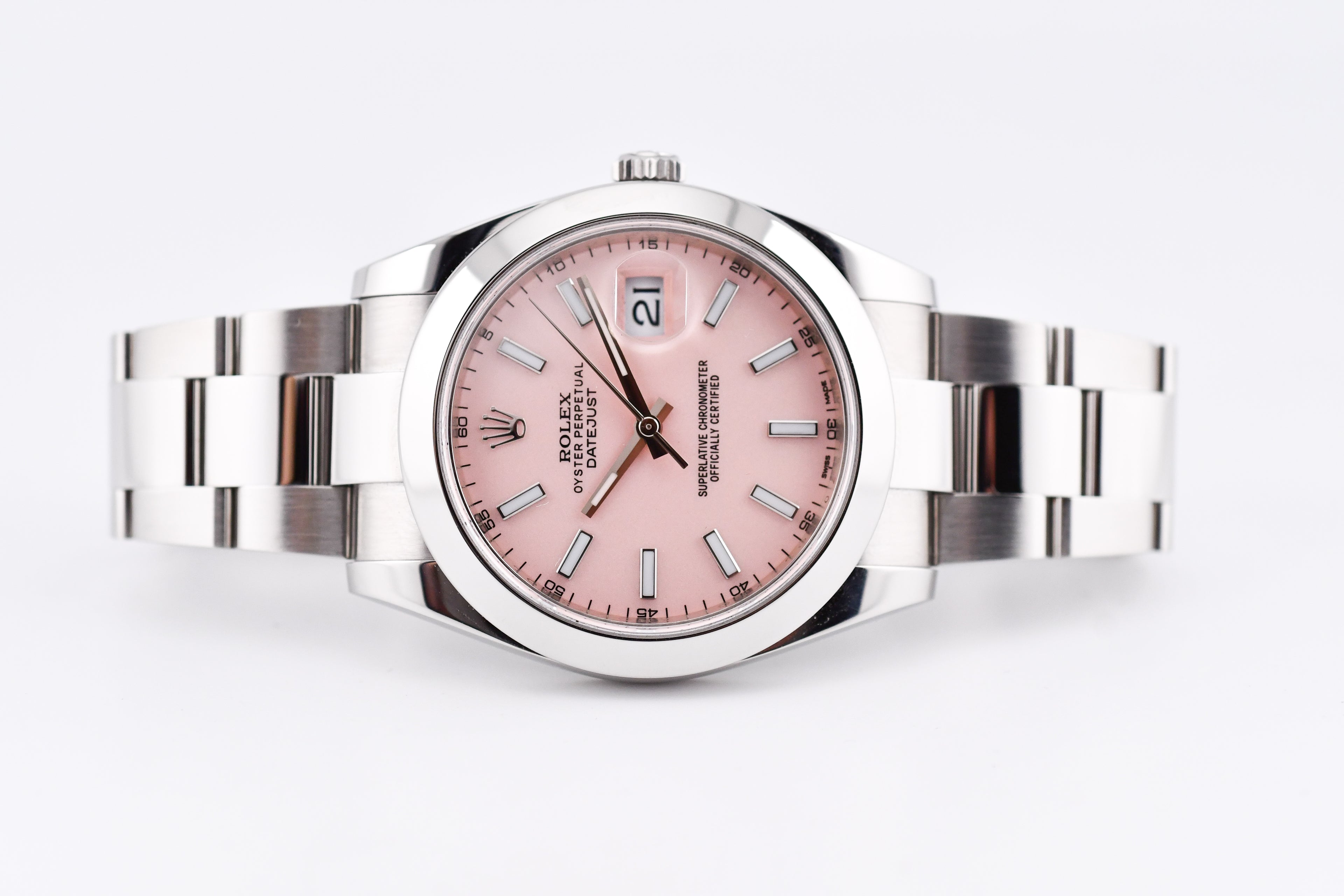 Rolex Datejust 41mm Ref 126300 Custom Pink Stick Dial