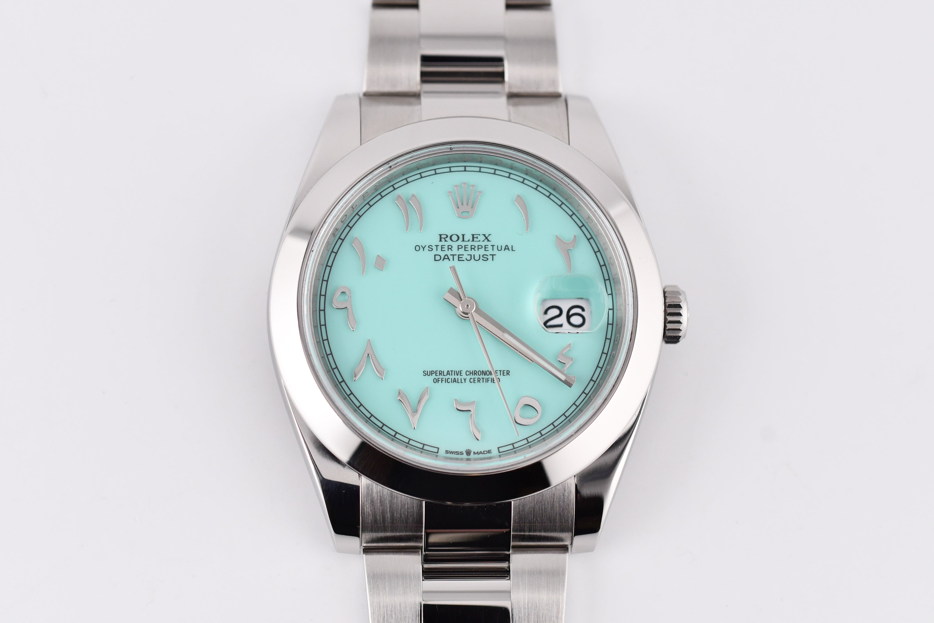 Rolex Datejust 41mm Ref 126300 Custom Turquoise Dial with Arab Numerals