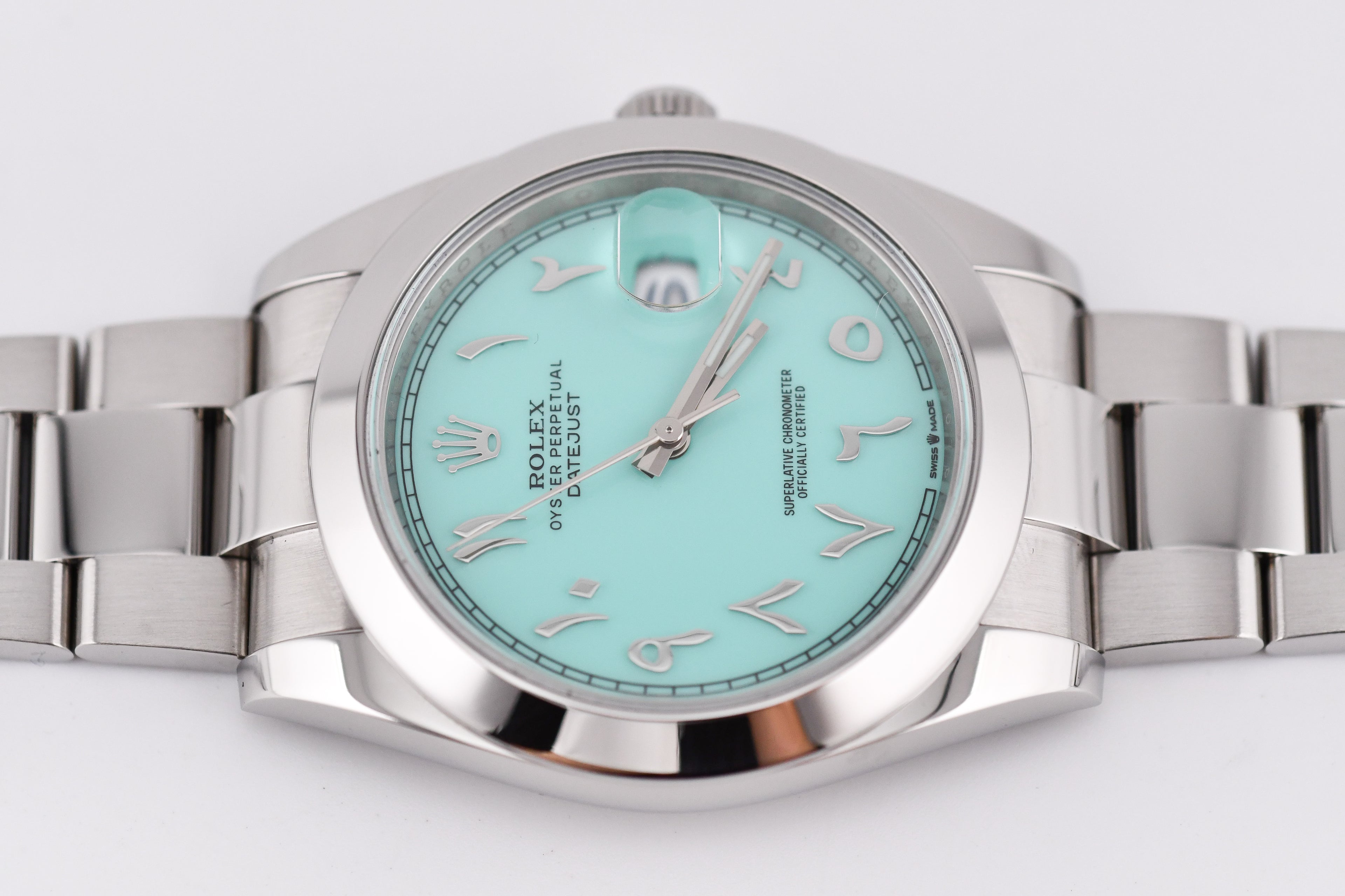 Rolex Datejust 41mm Ref 126300 Custom Turquoise Dial with Arab Numerals