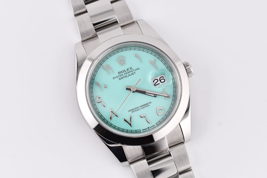 Rolex Datejust 41mm Ref 126300 Custom Turquoise Dial with Arab Numerals