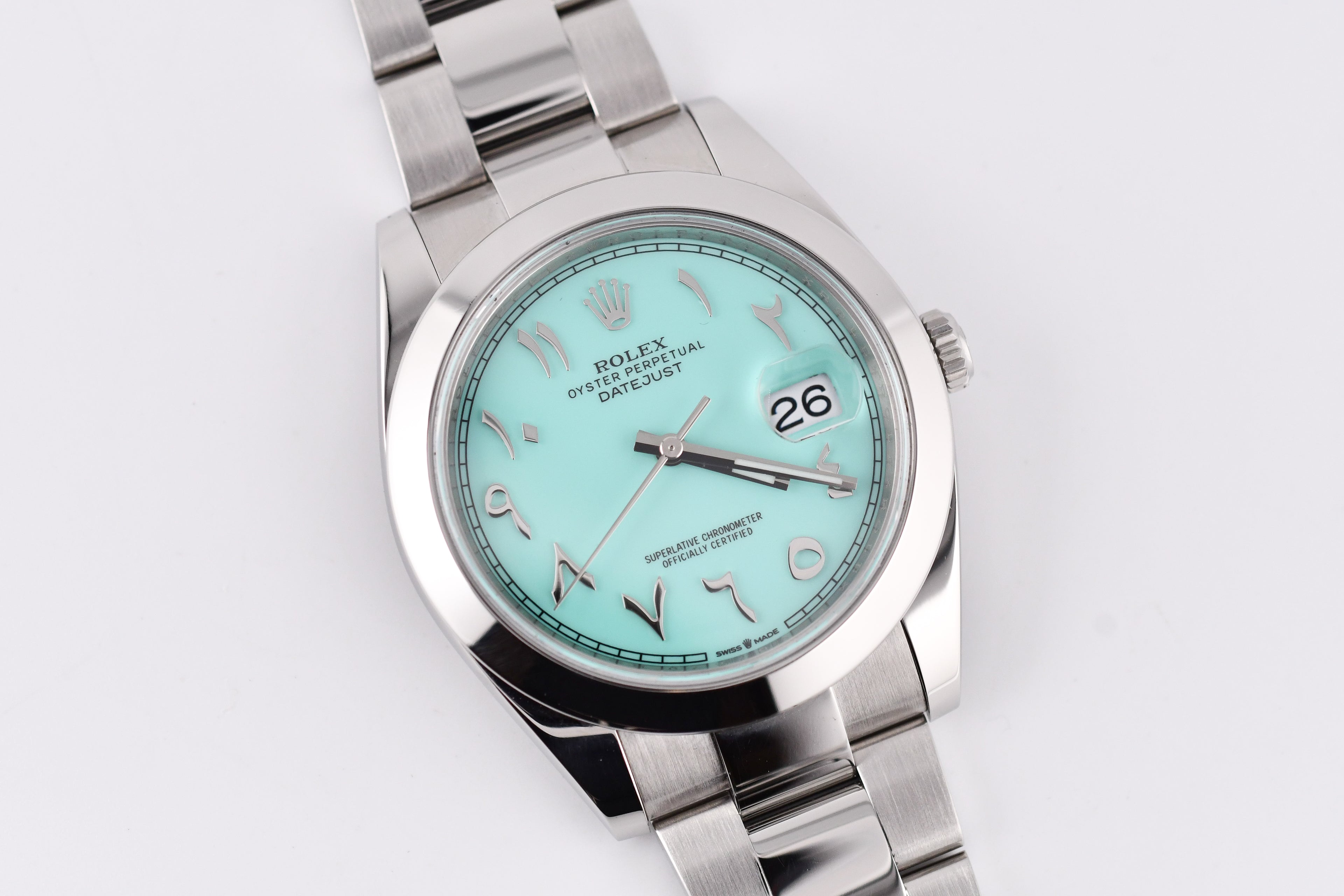 Rolex Datejust 41mm Ref 126300 Custom Turquoise Dial with Arab Numerals