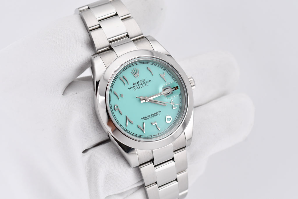 Rolex Datejust 41mm Ref 126300 Custom Turquoise Dial with Arab Numerals