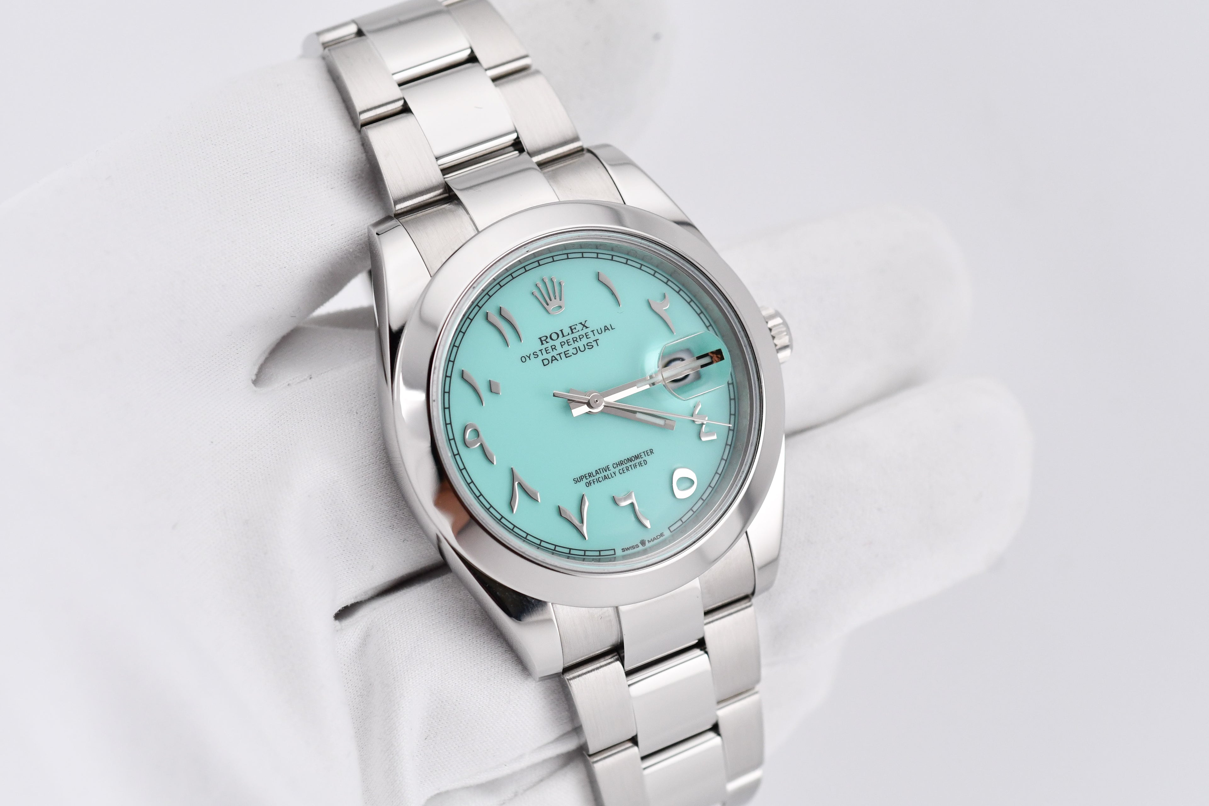 Rolex Datejust 41mm Ref 126300 Custom Turquoise Dial with Arab Numerals