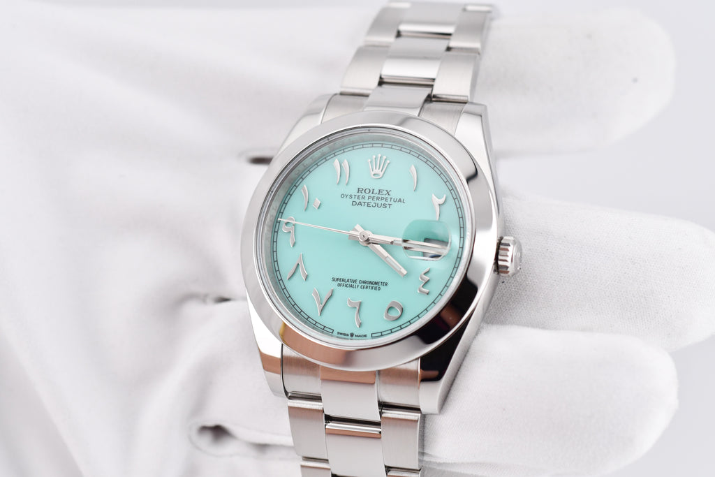 Rolex Datejust 41mm Ref 126300 Custom Turquoise Dial with Arab Numerals