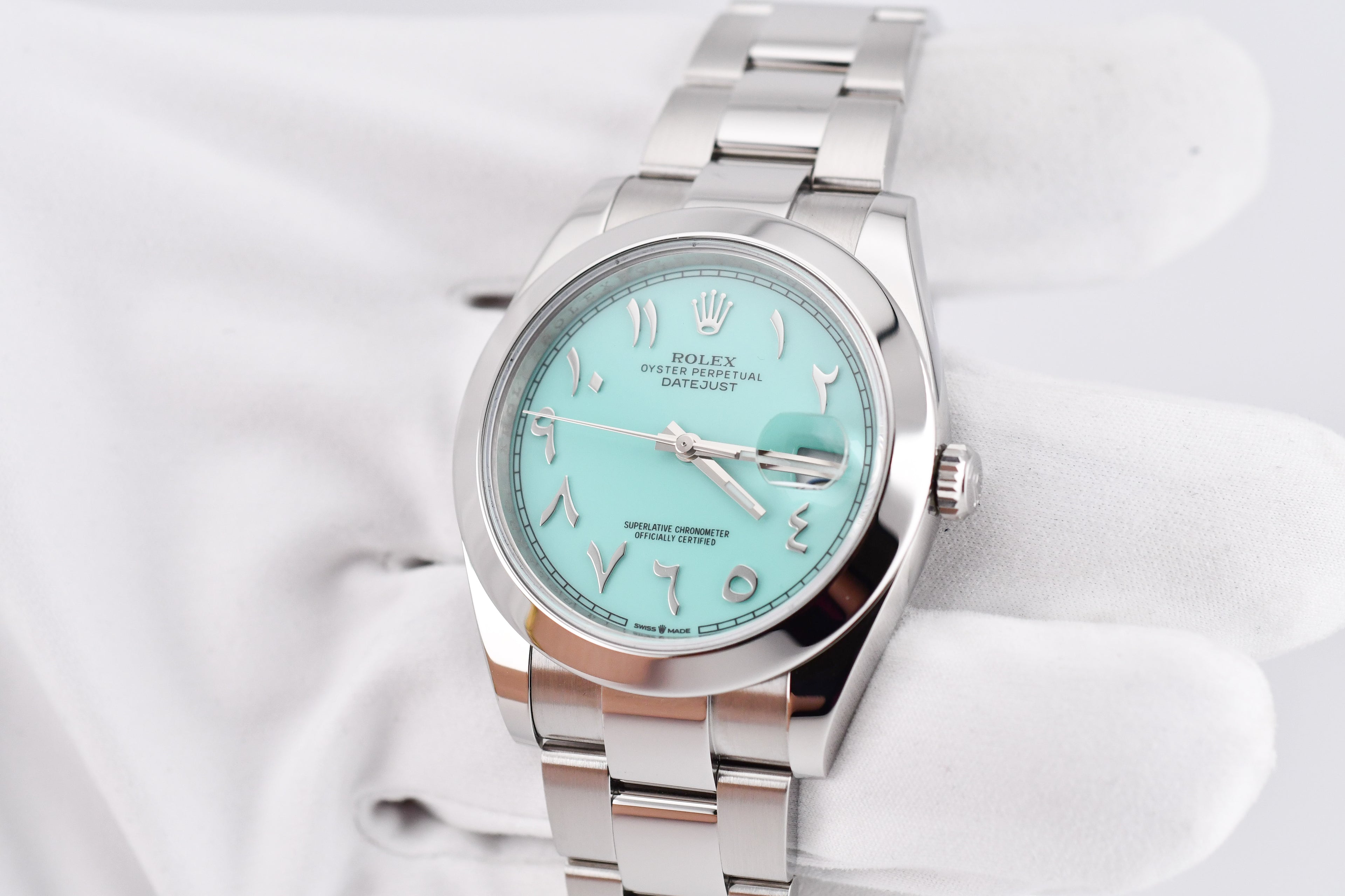 Rolex Datejust 41mm Ref 126300 Custom Turquoise Dial with Arab Numerals