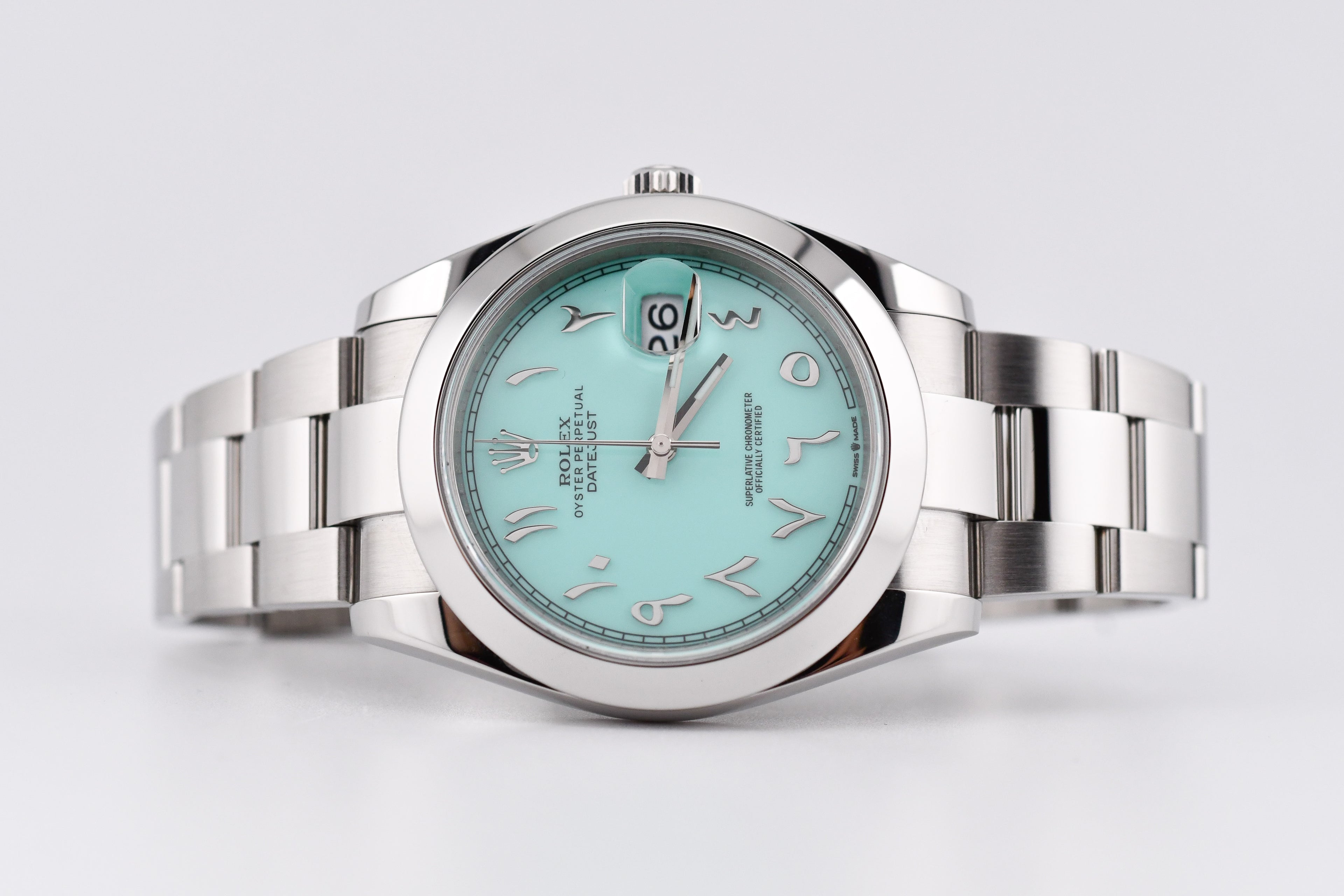 Rolex Datejust 41mm Ref 126300 Custom Turquoise Dial with Arab Numerals