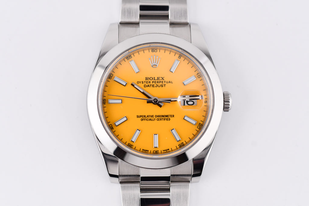 Rolex Datejust 41mm Ref 126300 Custom Yellow Stick Dial
