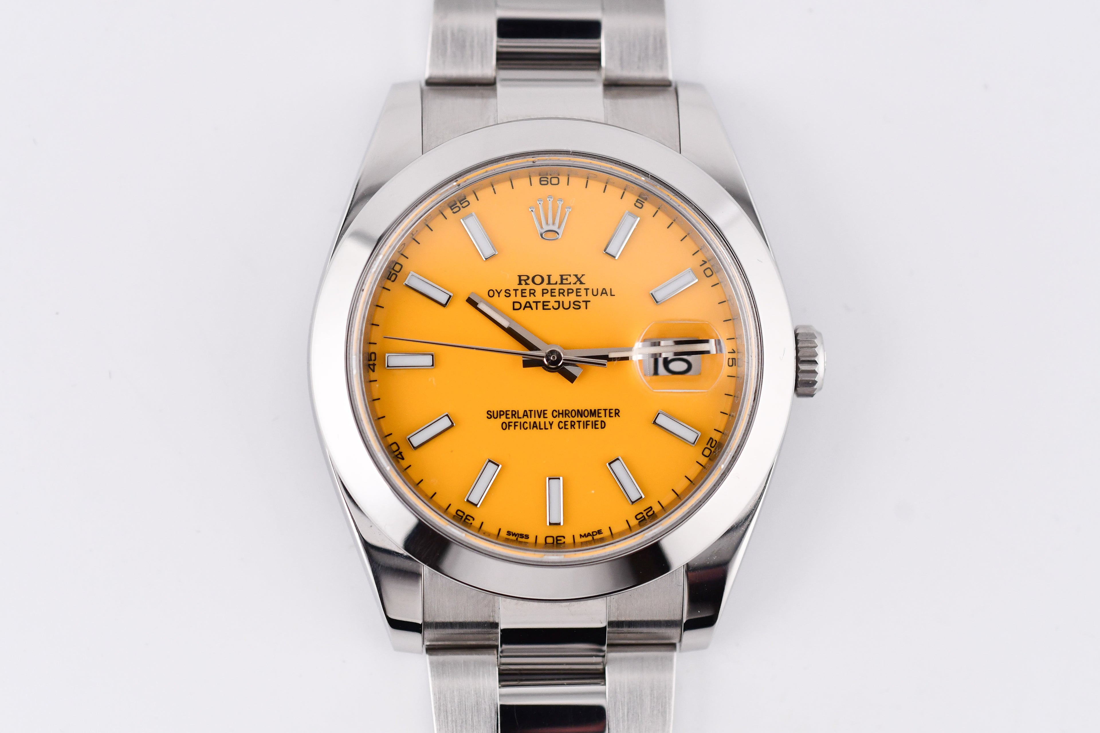 Rolex Datejust 41mm Ref 126300 Custom Yellow Stick Dial