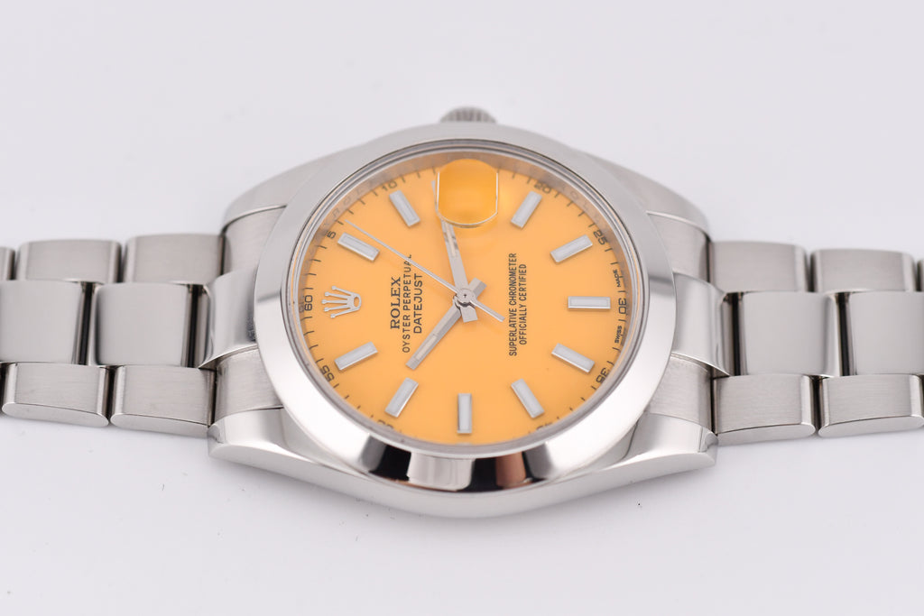 Rolex Datejust 41mm Ref 126300 Custom Yellow Stick Dial