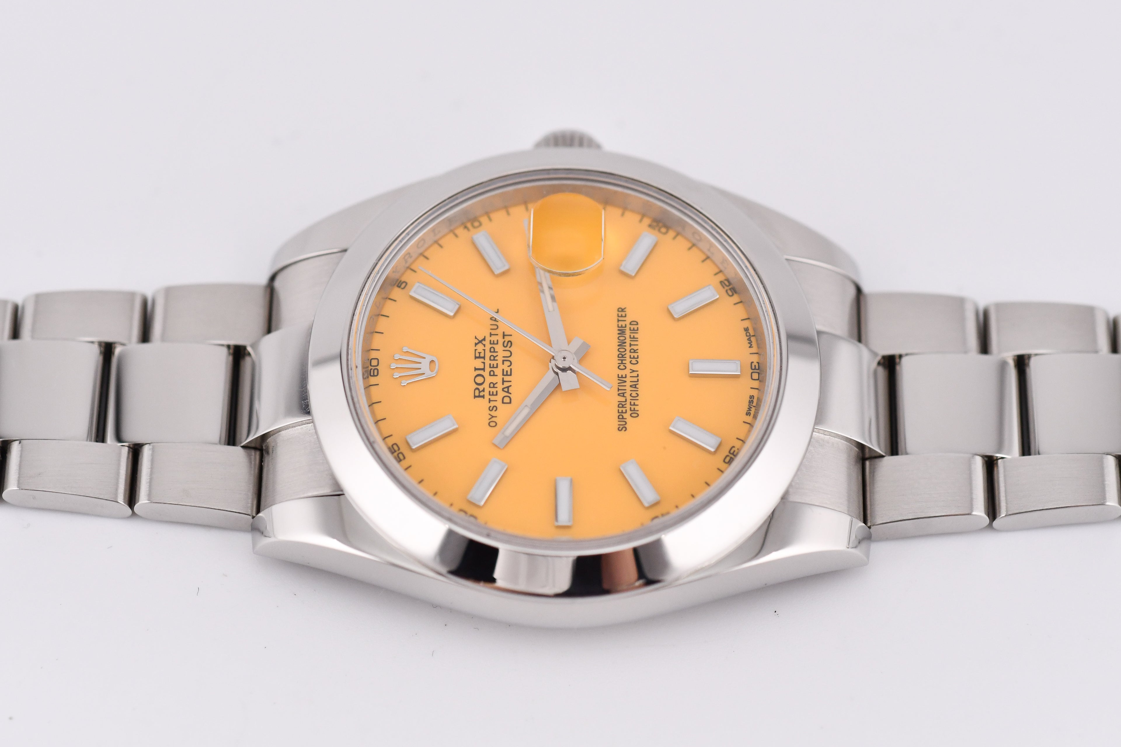 Rolex Datejust 41mm Ref 126300 Custom Yellow Stick Dial