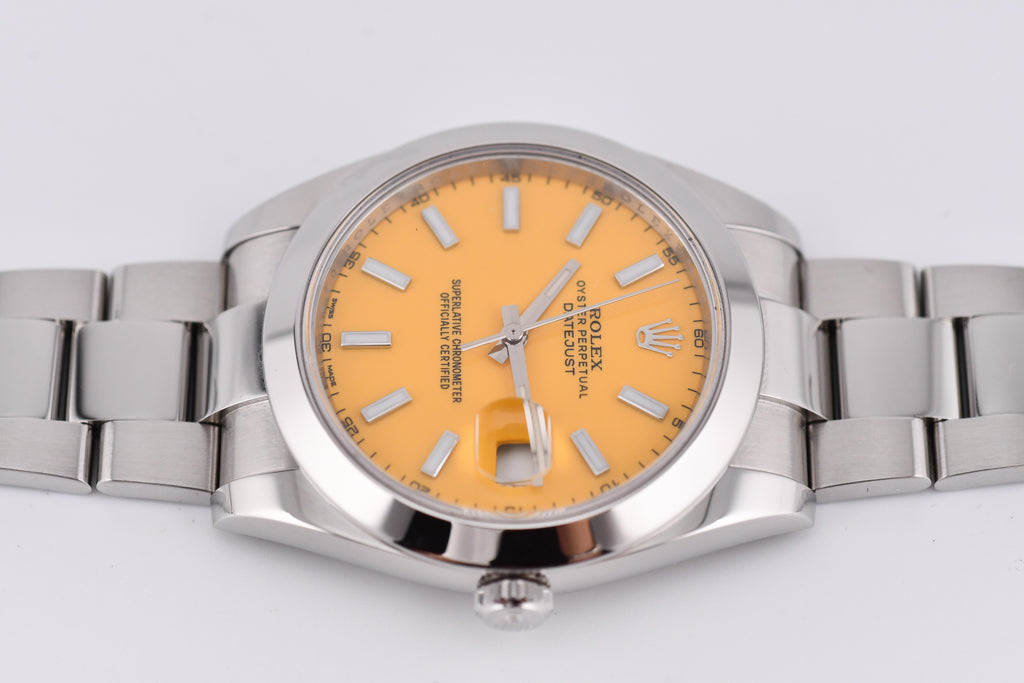 Rolex Datejust 41mm Ref 126300 Custom Yellow Stick Dial