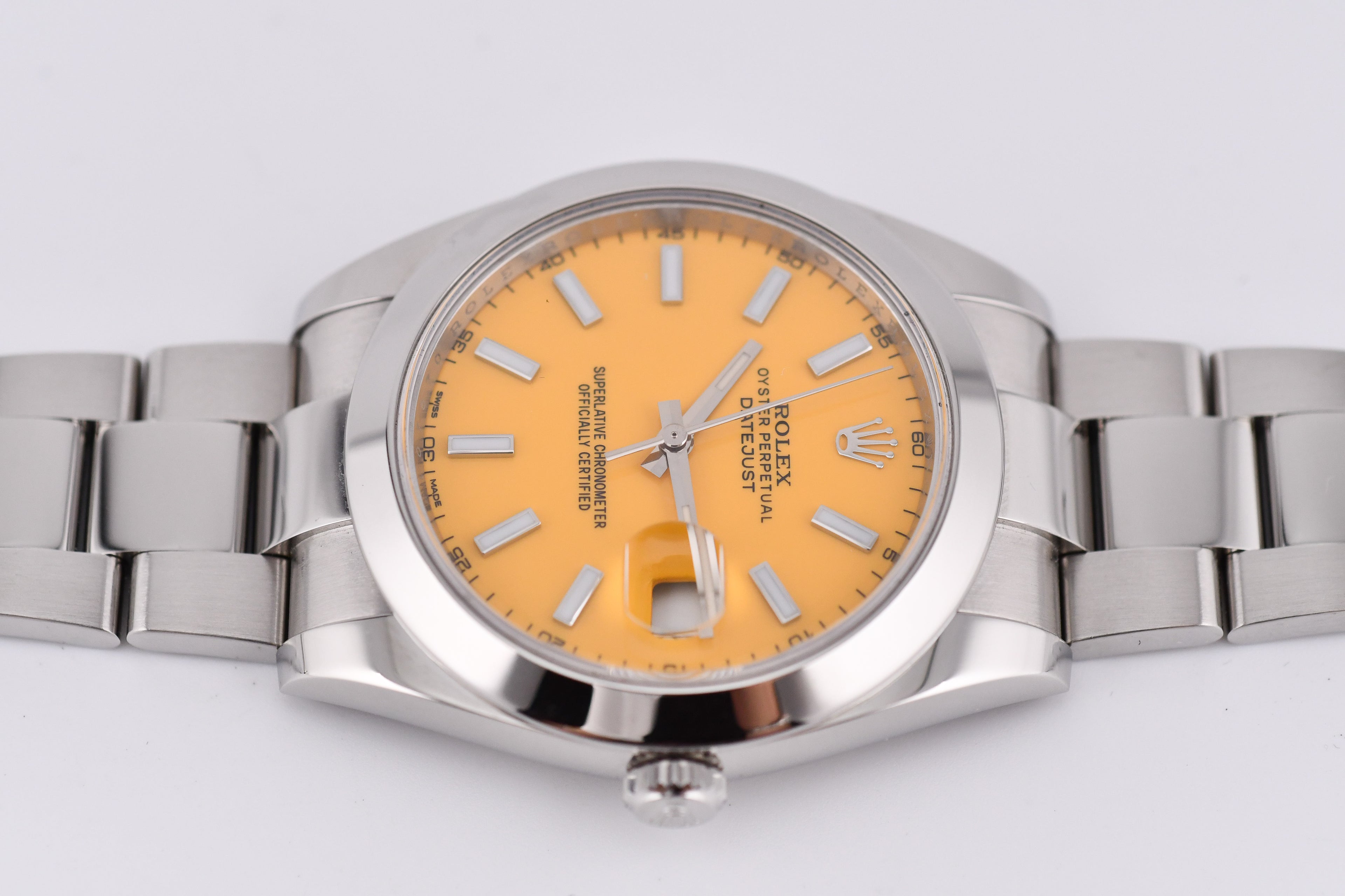 Rolex Datejust 41mm Ref 126300 Custom Yellow Stick Dial