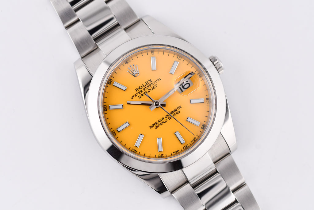 Rolex Datejust 41mm Ref 126300 Custom Yellow Stick Dial