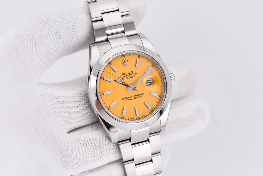 Rolex Datejust 41mm Ref 126300 Custom Yellow Stick Dial