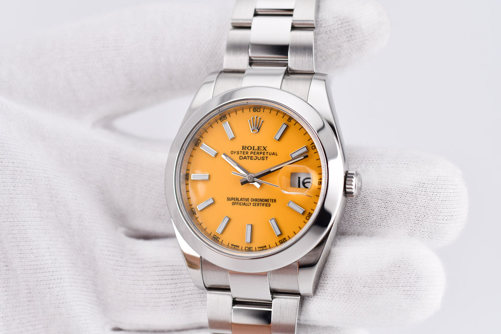 Rolex Datejust 41mm Ref 126300 Custom Yellow Stick Dial