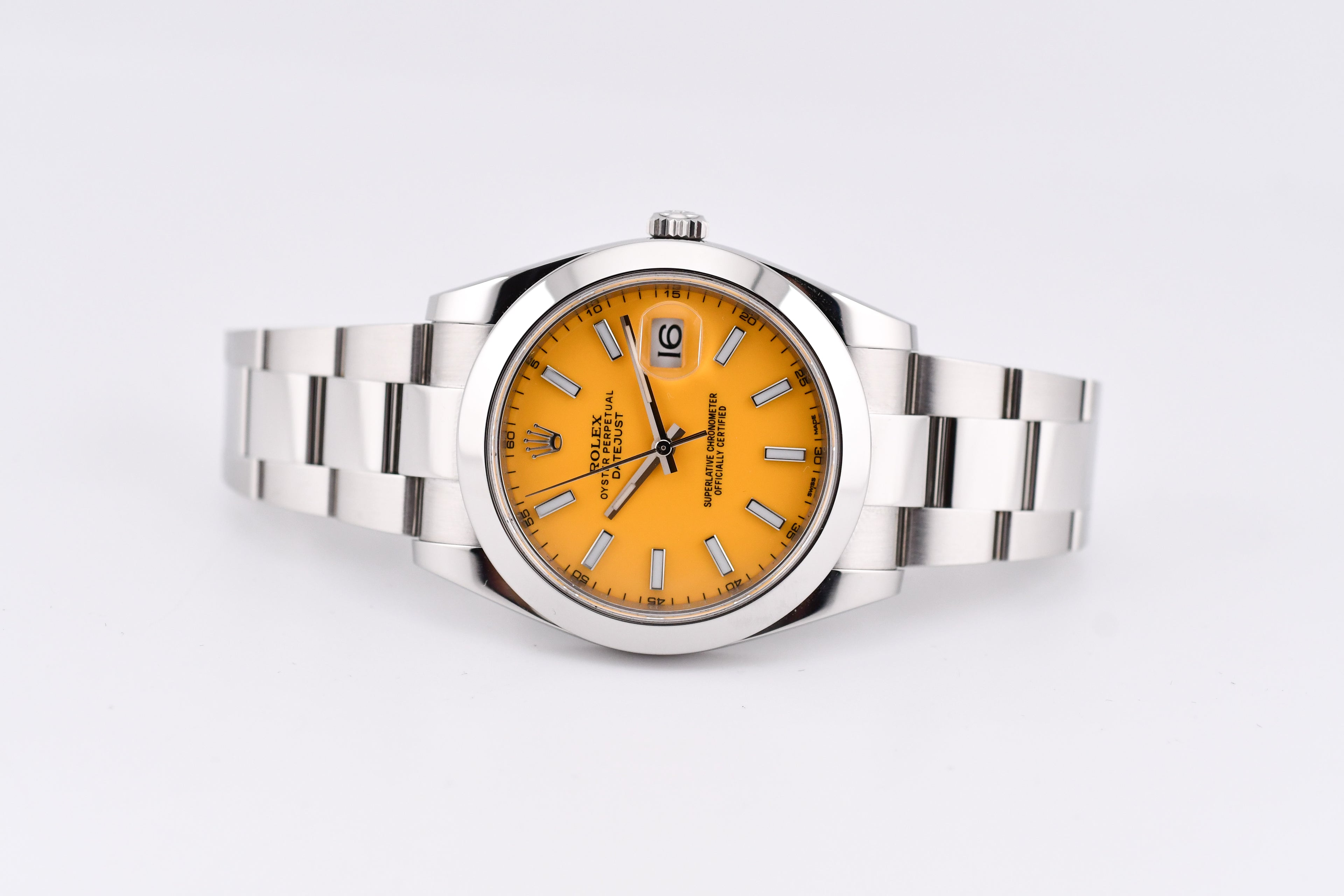 Rolex Datejust 41mm Ref 126300 Custom Yellow Stick Dial