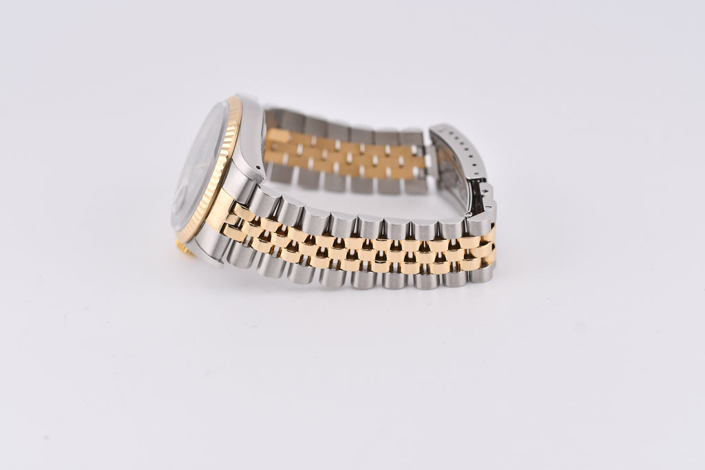 Rolex Datejust 36mm Ref 16233 Yellow Gold Bezel Black Roman Dial