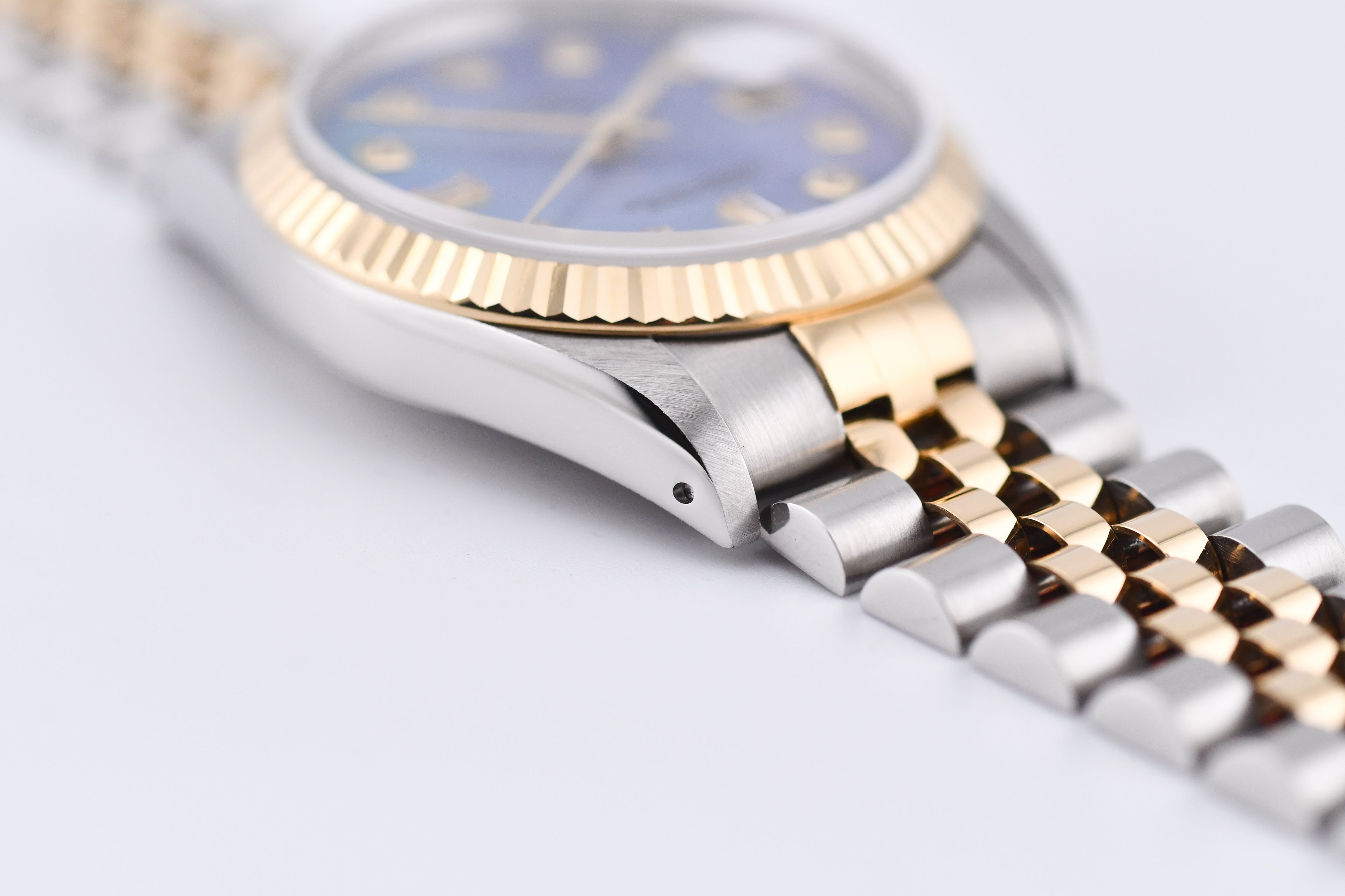 Rolex Datejust 36mm Ref 16233 Yellow Gold Bezel Blue Mother of Pearl Dial