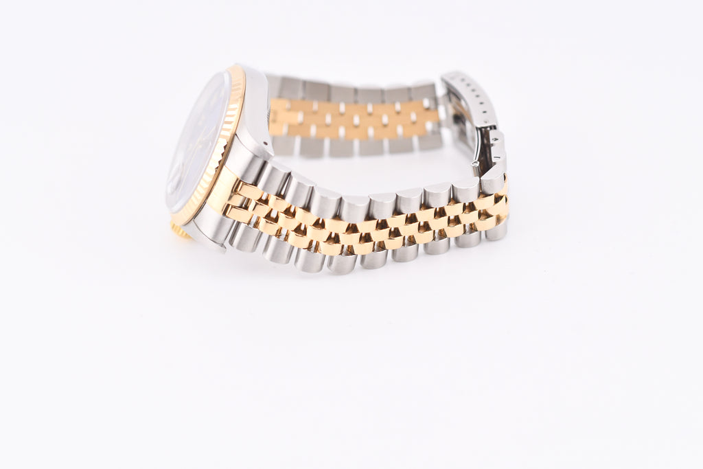 Rolex Datejust 36mm Ref 16233 Yellow Gold Bezel Blue Roman Dial