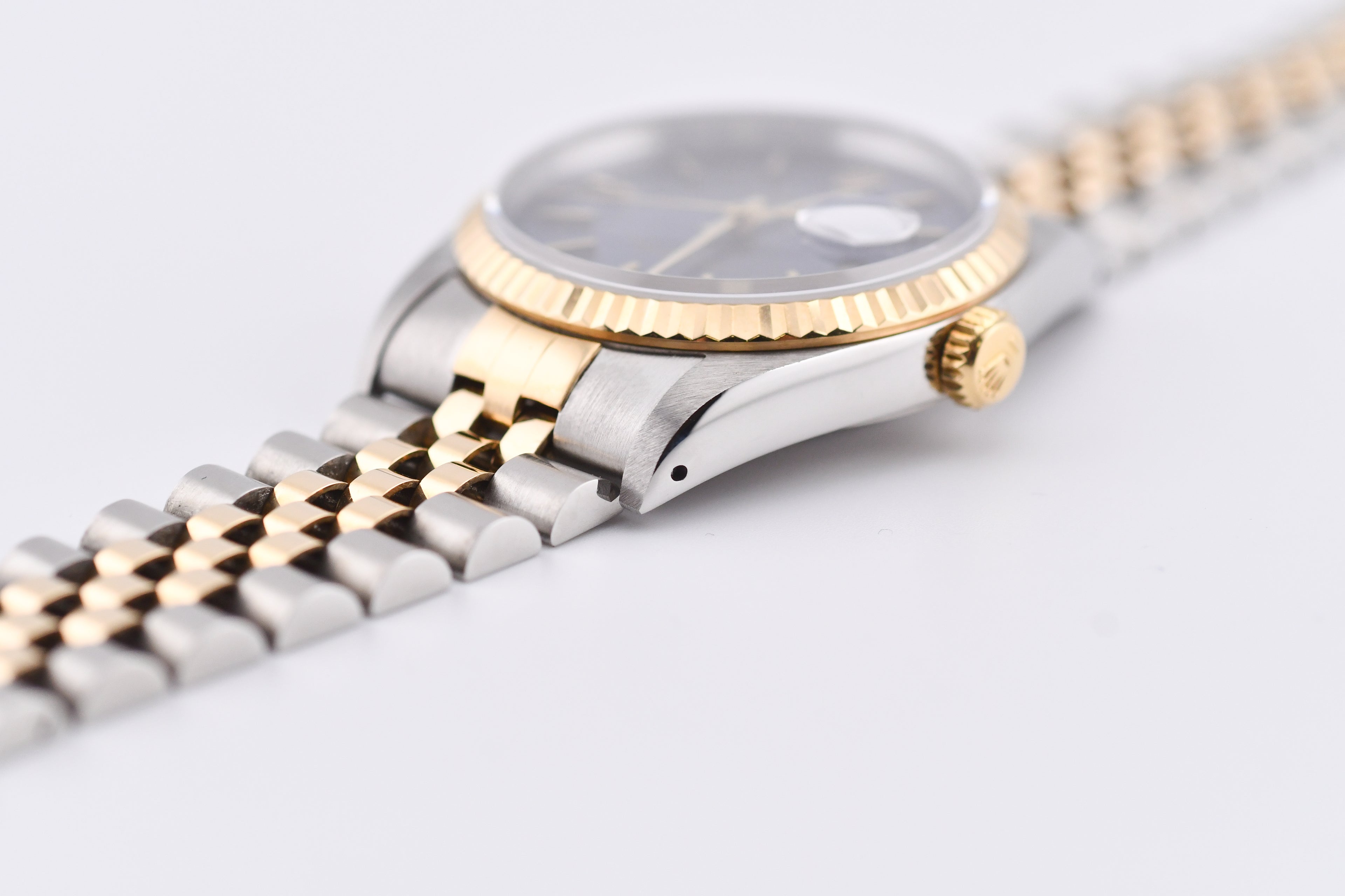Rolex Datejust 36mm Ref 16233 Yellow Gold Bezel Blue Stick Dial