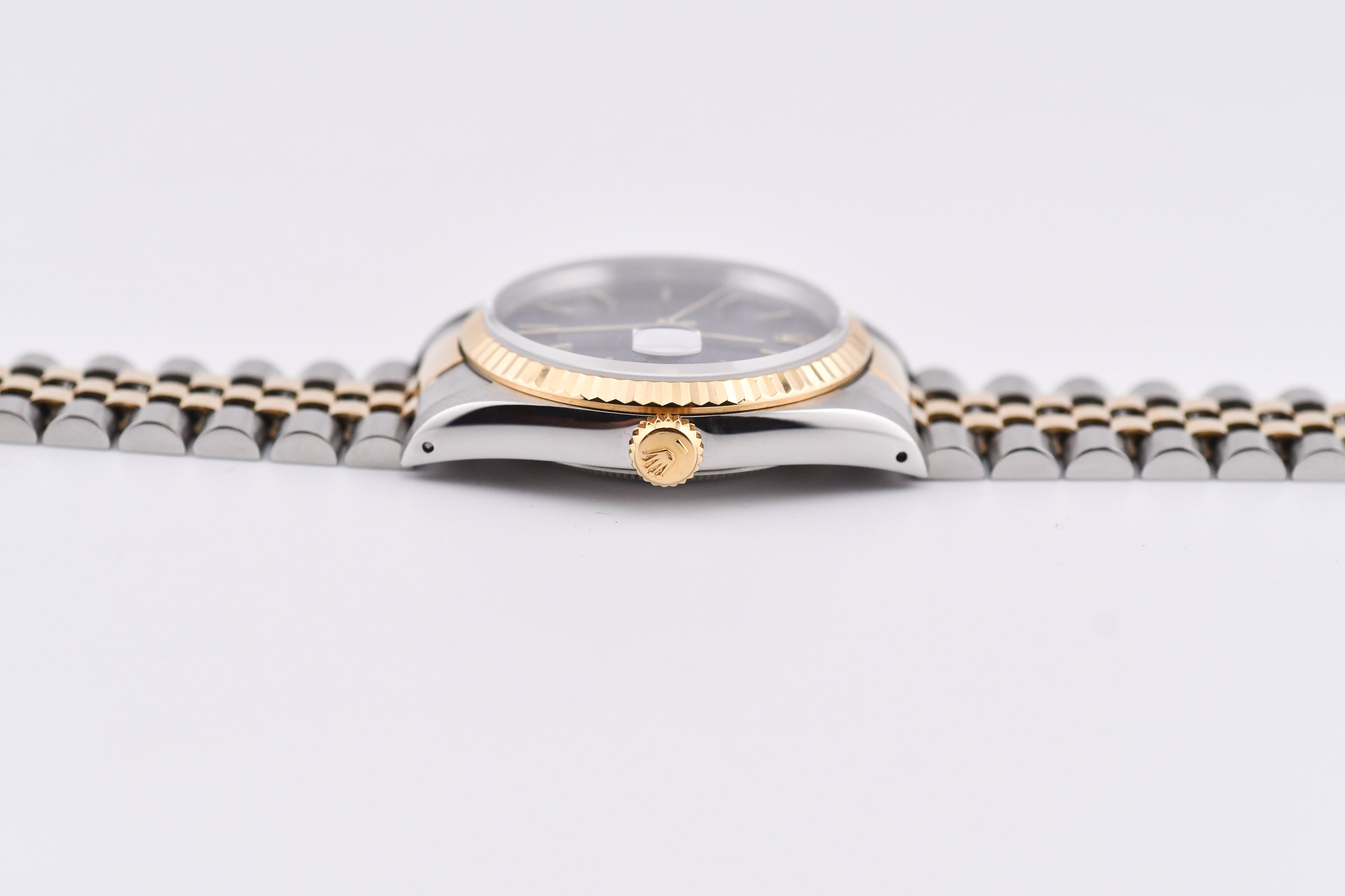 Rolex Datejust 36mm Ref 16233 Yellow Gold Bezel Blue Stick Dial
