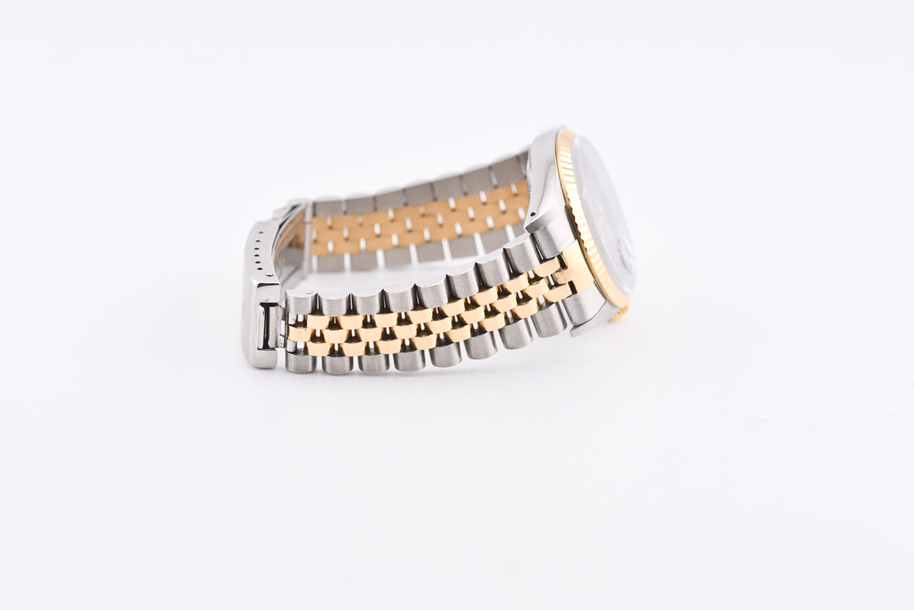 Rolex Datejust 36mm Ref 16233 Yellow Gold Bezel Blue Stick Dial