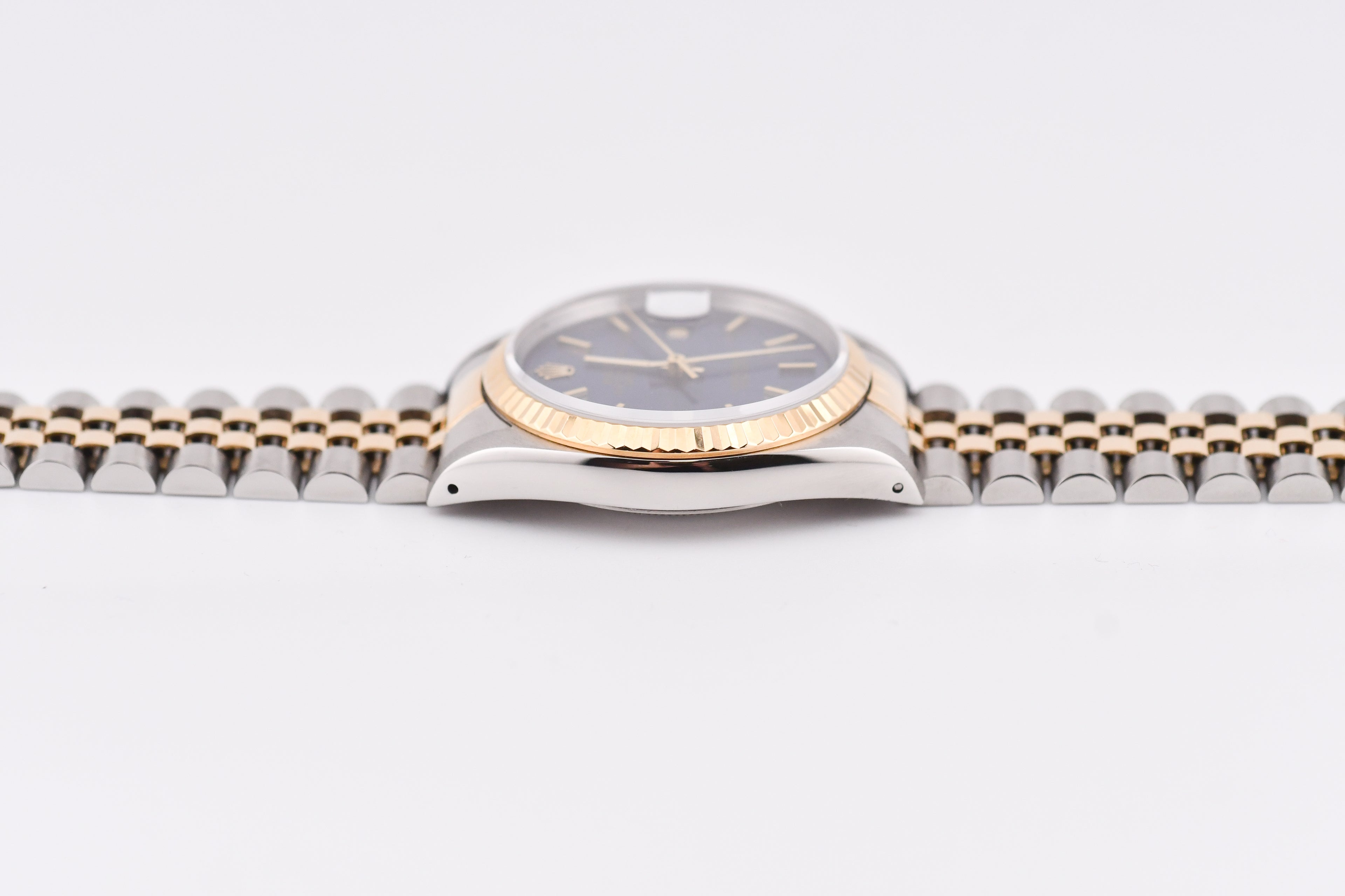 Rolex Datejust 36mm Ref 16233 Yellow Gold Bezel Blue Stick Dial