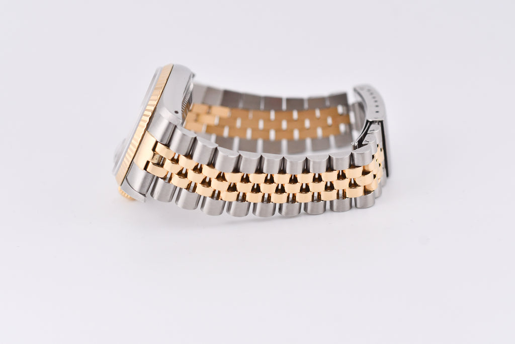 Rolex Datejust 36mm Ref 16233 Yellow Gold Bezel Blue Vignette Dial