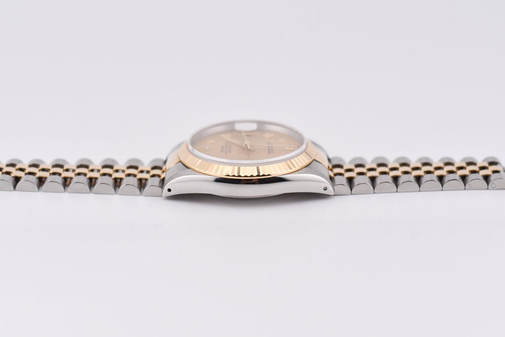 Rolex Datejust 36mm Ref 16233 Yellow Gold Bezel Champagne Dial