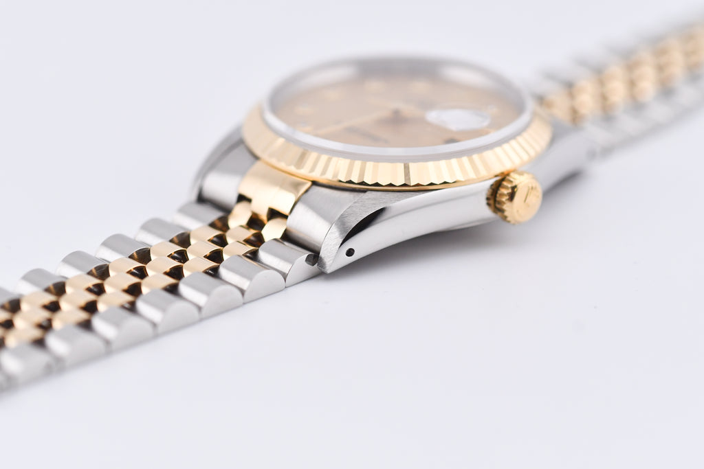 Rolex Datejust 36mm Ref 16233 Yellow Gold Bezel Champagne Dial