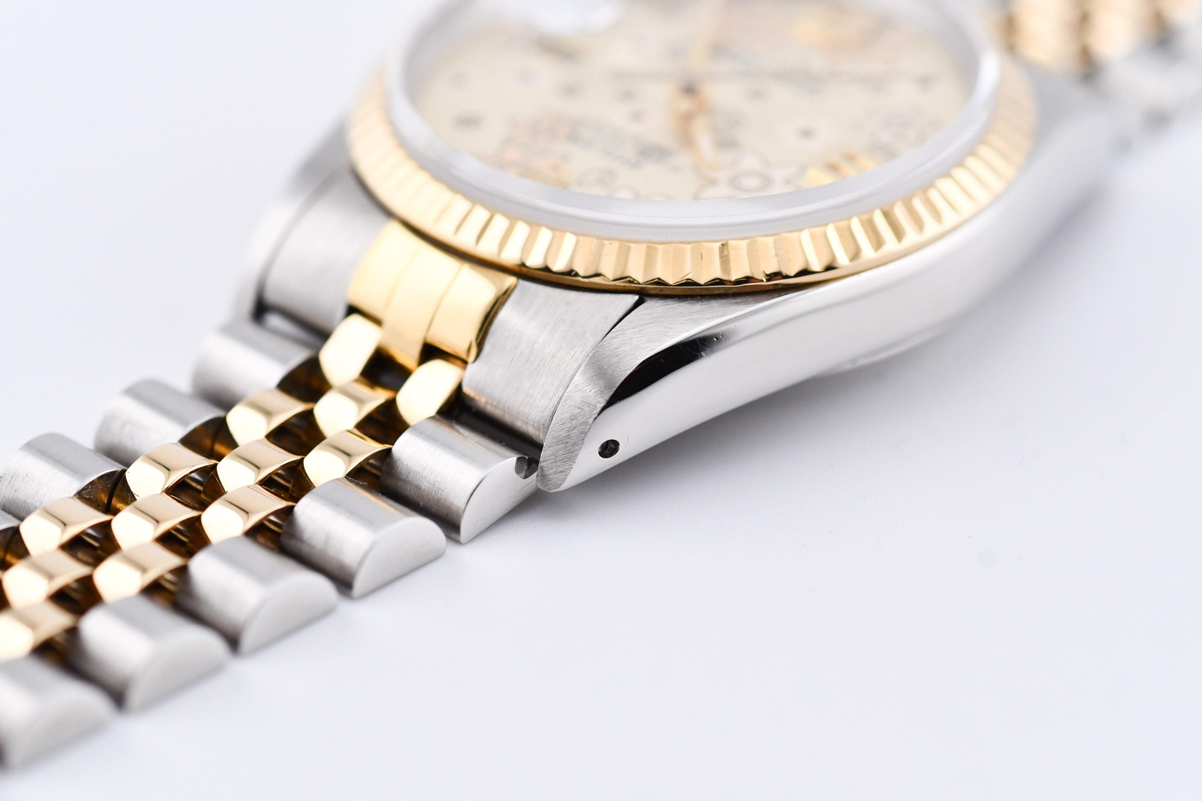 Rolex Datejust 36mm Ref 16233 Yellow Gold Bezel Champagne Floral Dial