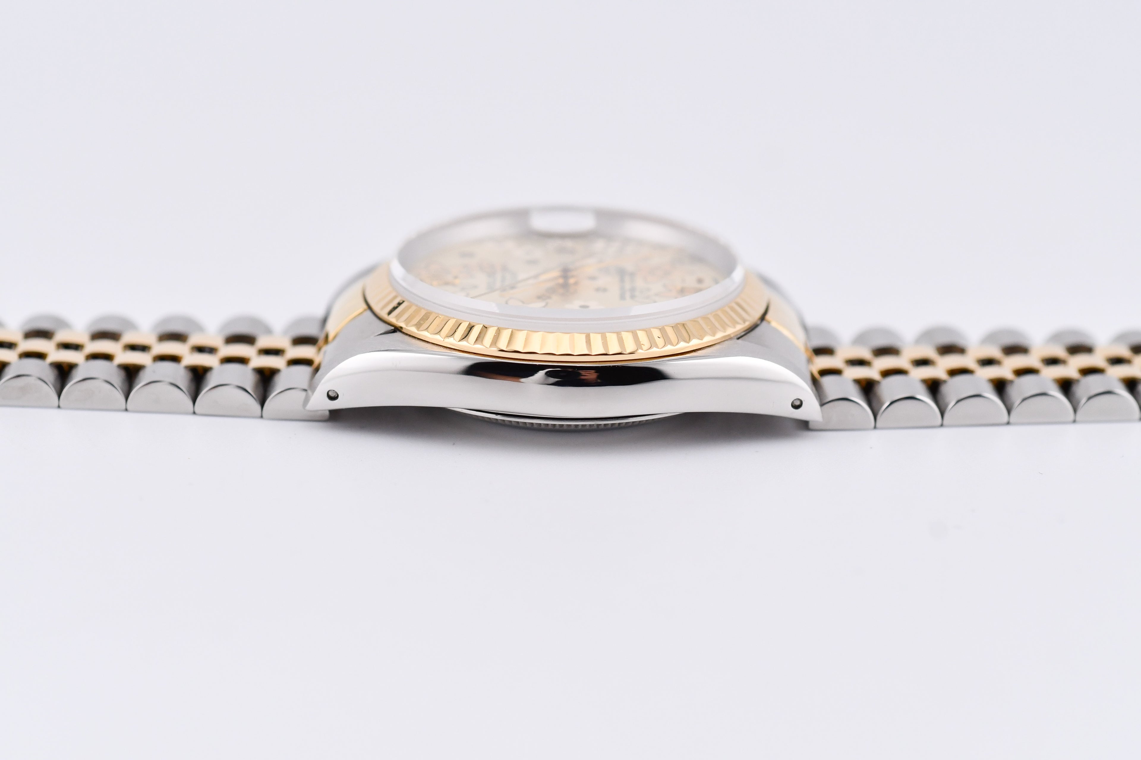 Rolex Datejust 36mm Ref 16233 Yellow Gold Bezel Champagne Floral Dial