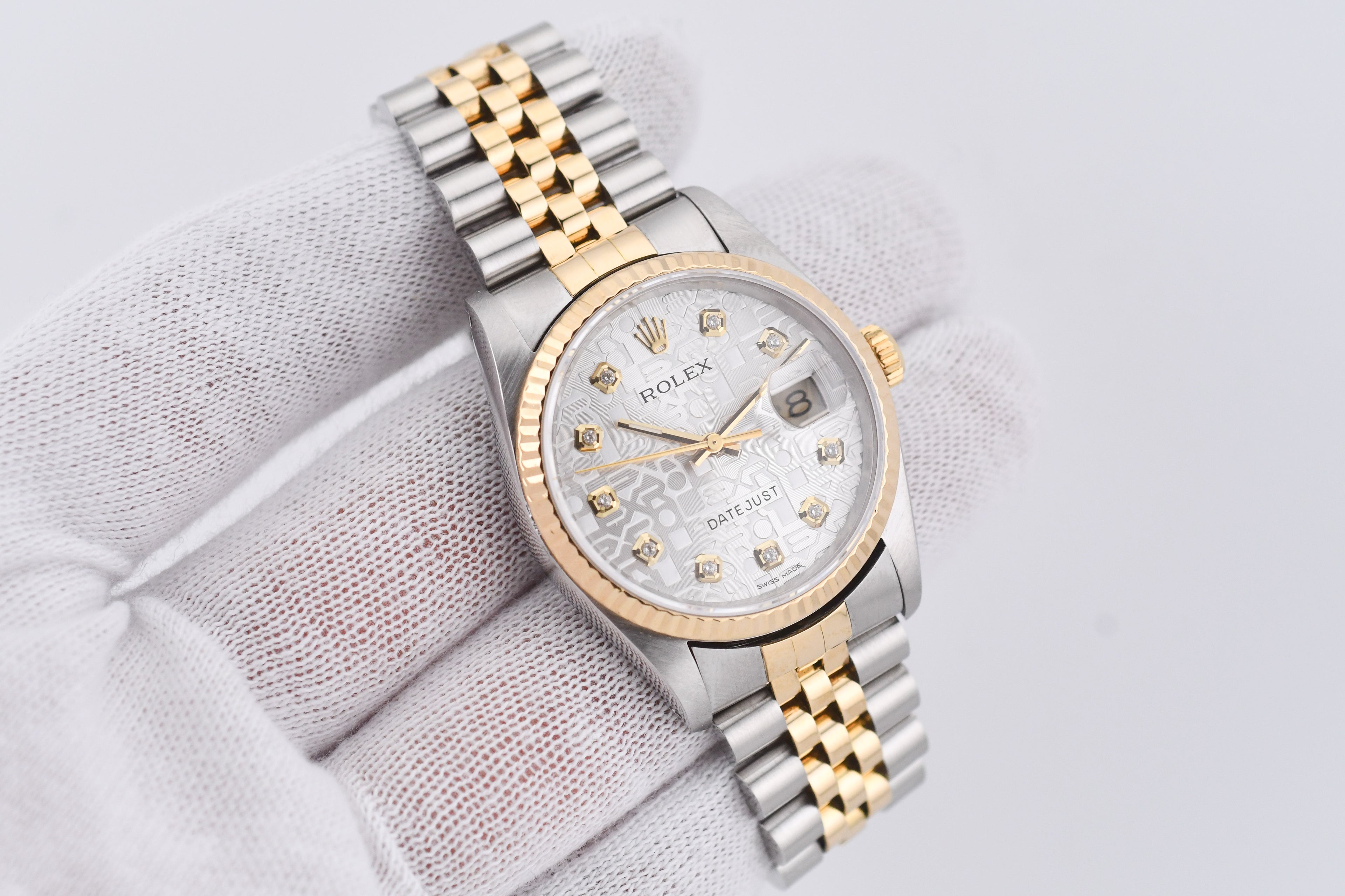 Rolex Datejust 36mm Ref 16233 Yellow Gold Bezel Custom Anniversary Dial