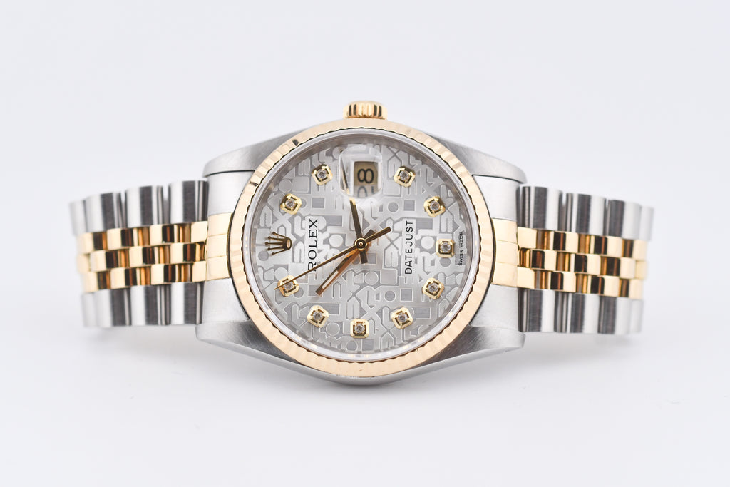 Rolex Datejust 36mm Ref 16233 Yellow Gold Bezel Custom Anniversary Dial