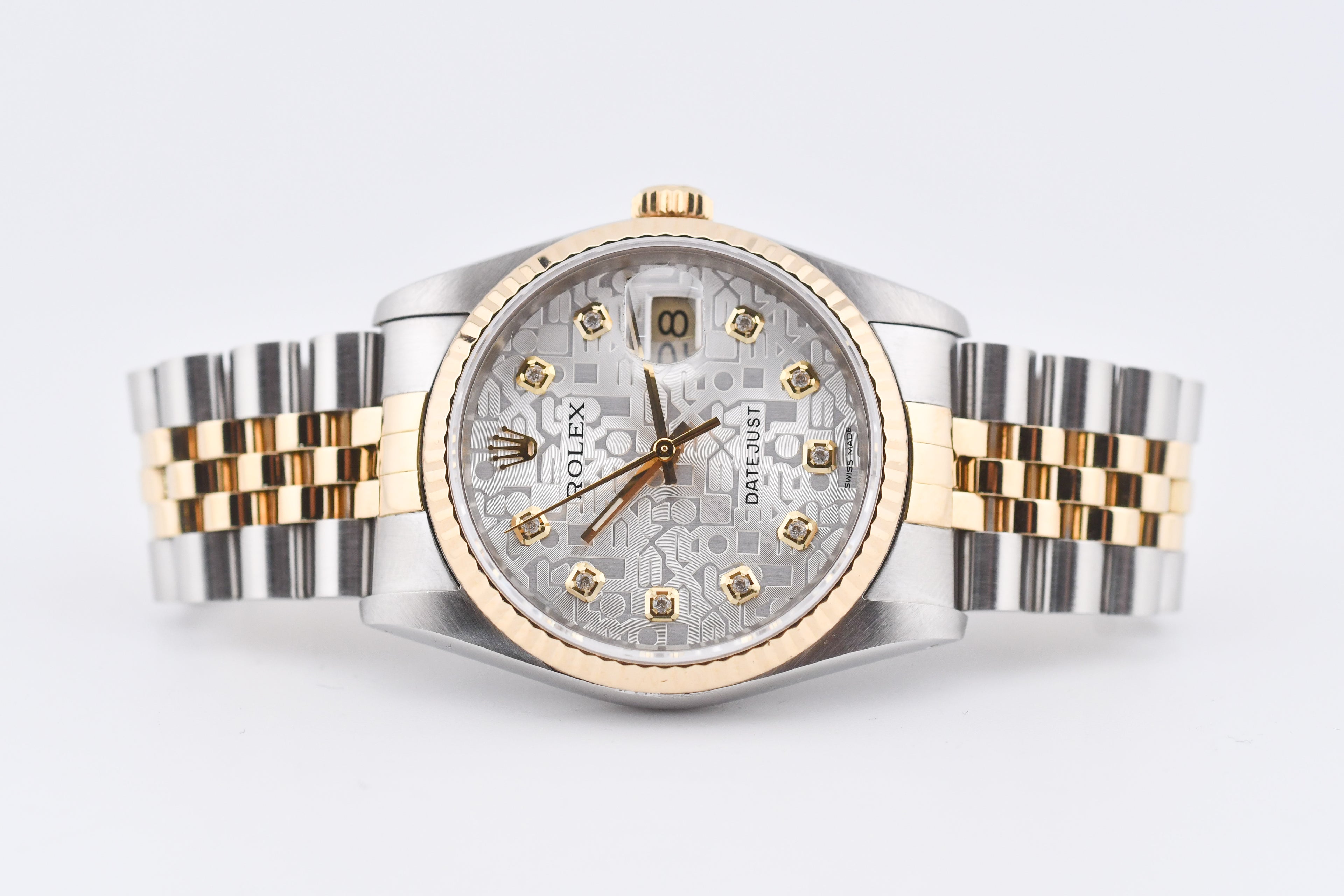 Rolex Datejust 36mm Ref 16233 Yellow Gold Bezel Custom Anniversary Dial