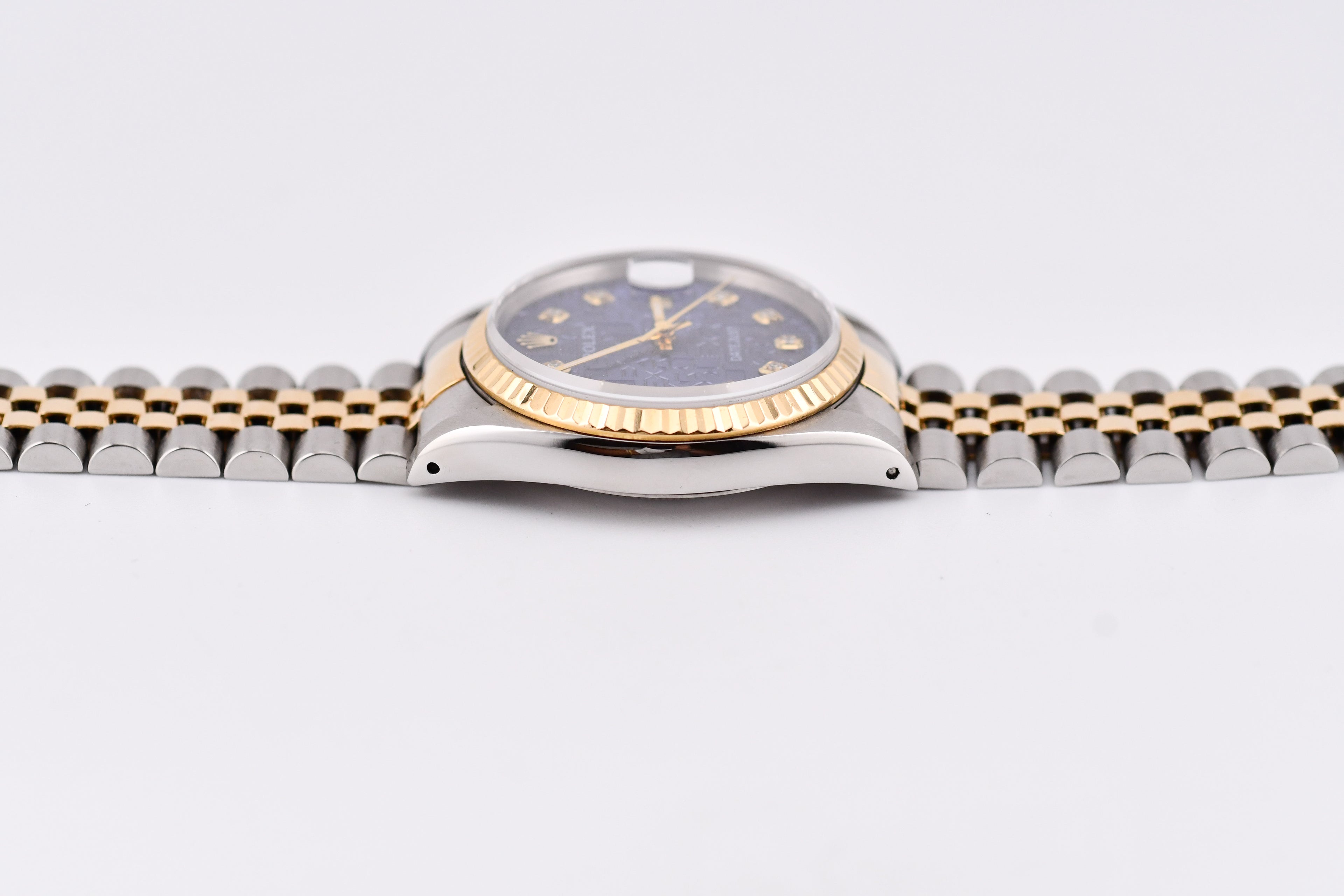 Rolex Datejust 36mm Ref 16233 Yellow Gold Bezel Custom Blue Anniversary Dial