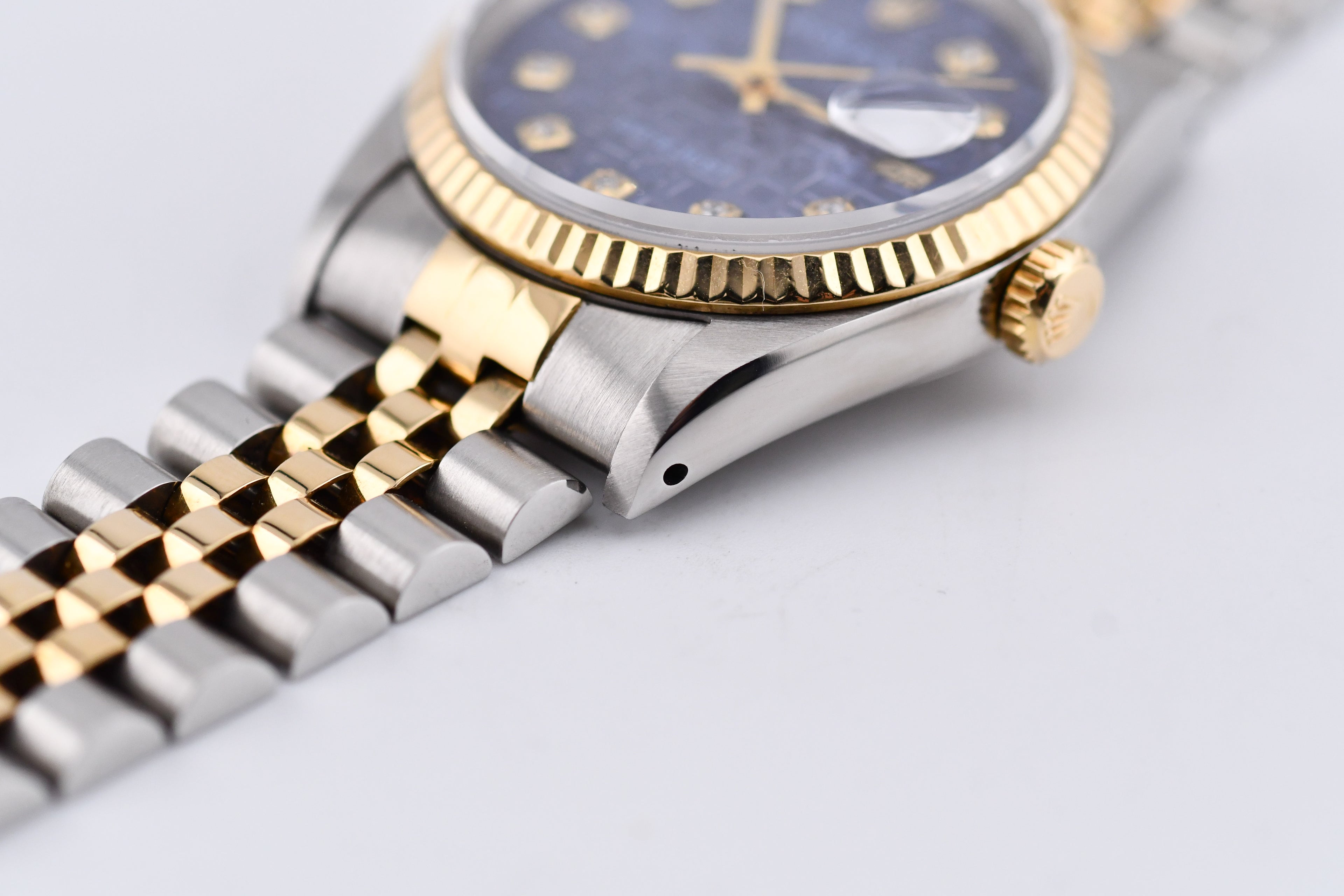 Rolex Datejust 36mm Ref 16233 Yellow Gold Bezel Custom Blue Anniversary Dial