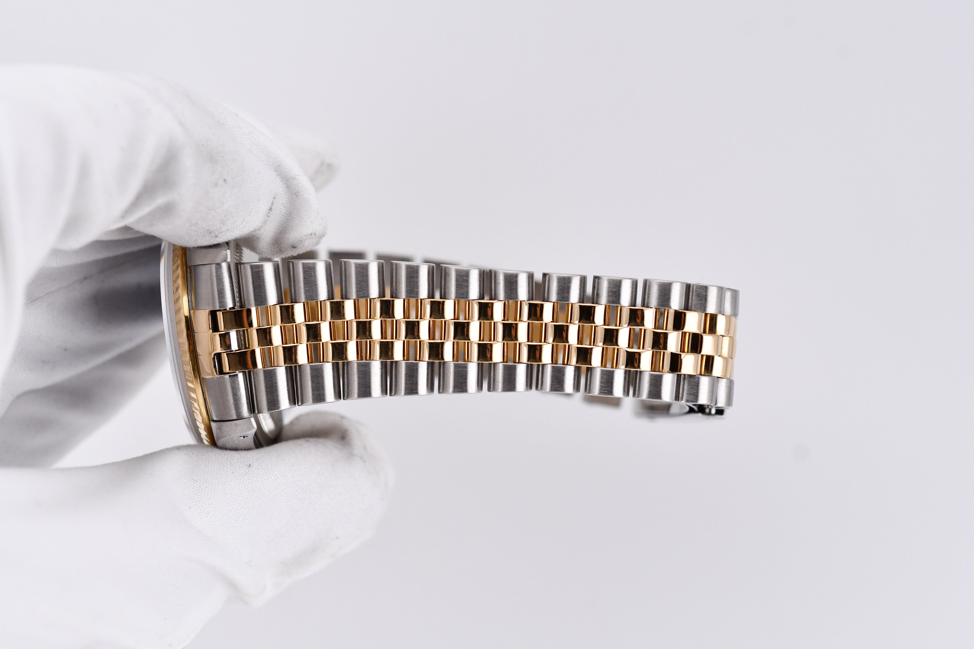 Rolex Datejust 36mm Ref 16233 Yellow Gold Bezel Custom Blue Flower Dial