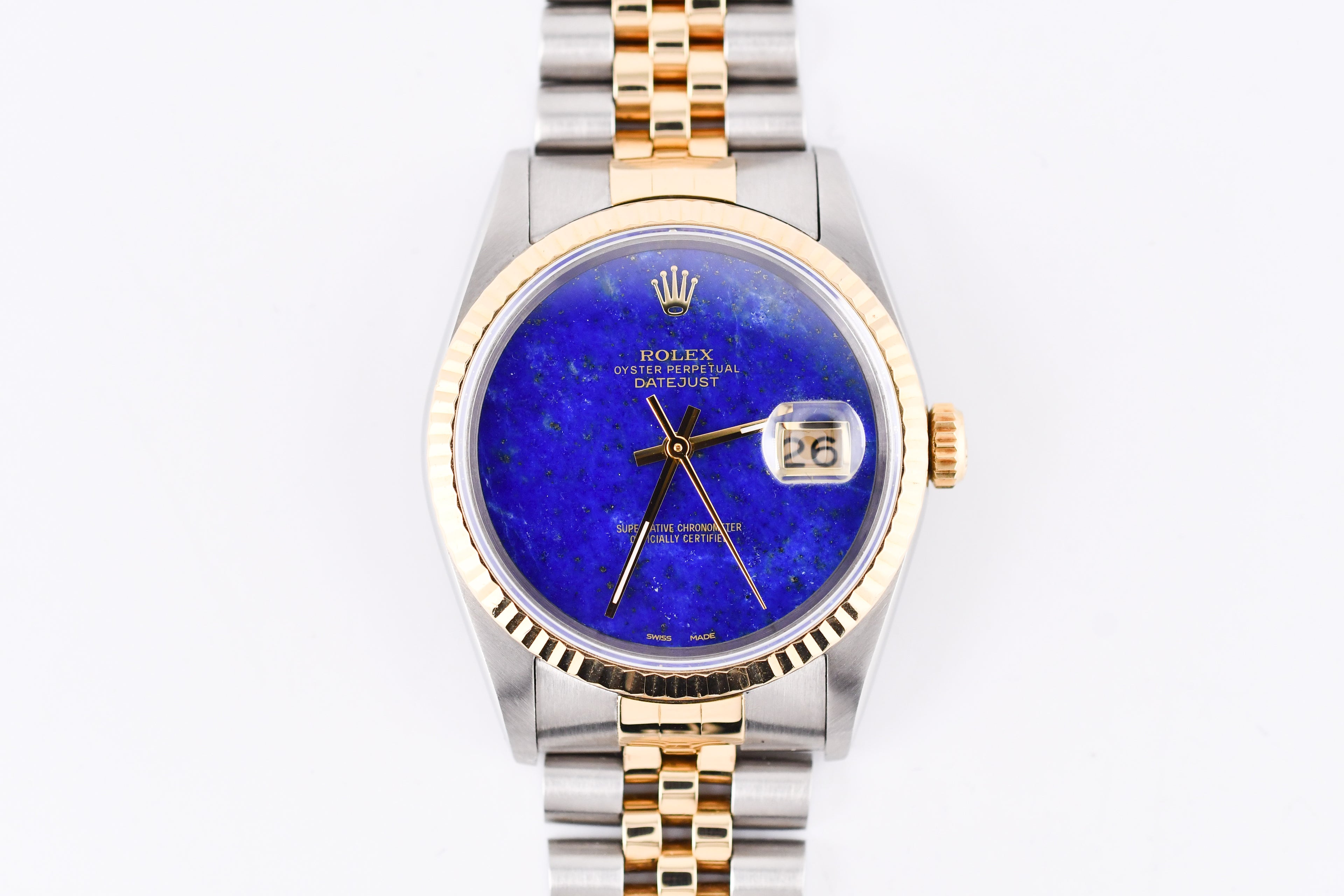 Rolex Datejust 36mm Ref 16233 Yellow Gold Bezel Custom Blue Lapis Dial