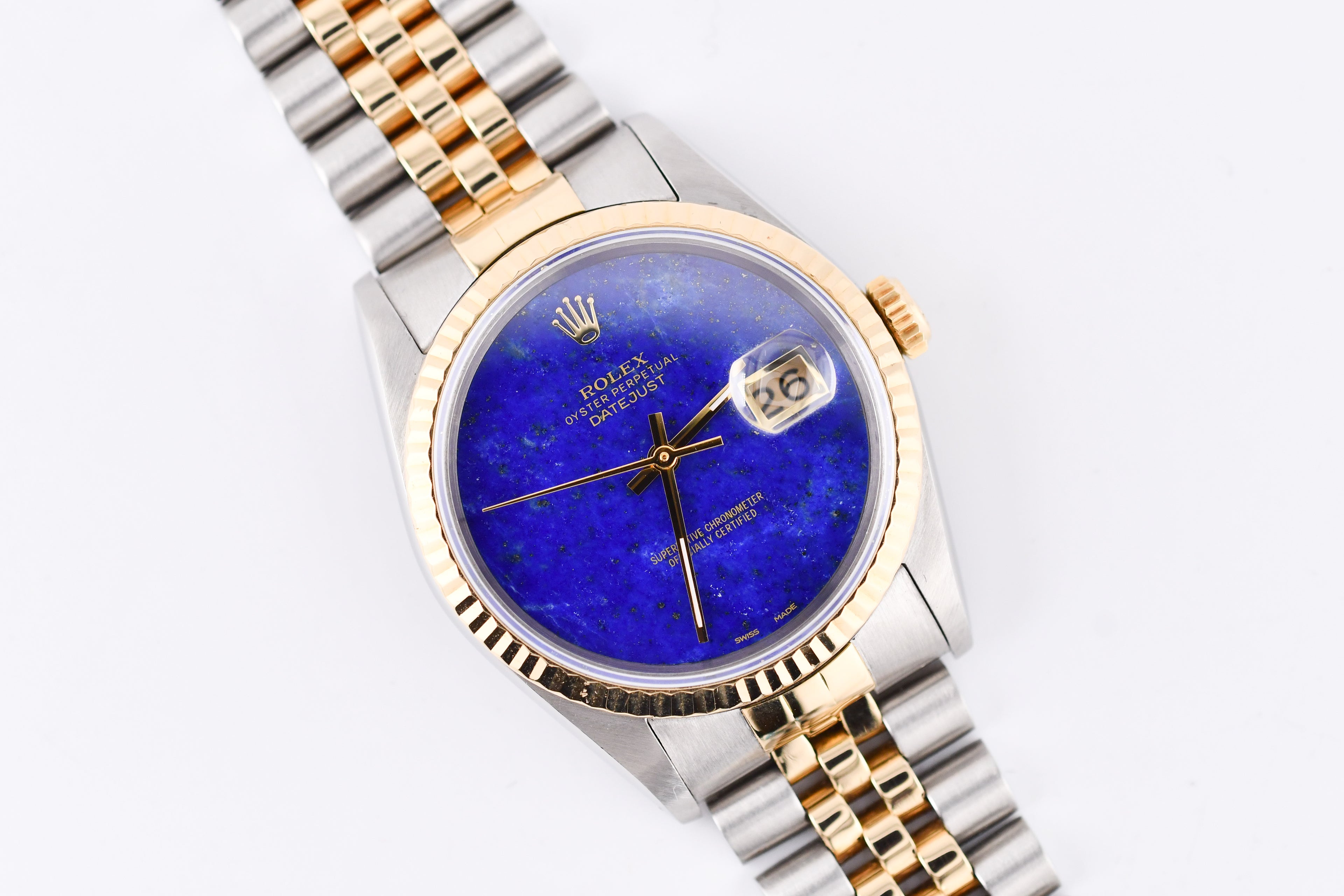 Rolex Datejust 36mm Ref 16233 Yellow Gold Bezel Custom Blue Lapis Dial