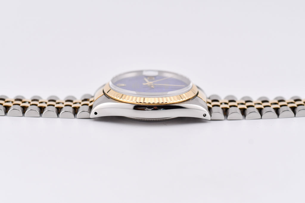 Rolex Datejust 36mm Ref 16233 Yellow Gold Bezel Custom Blue Lapis Dial