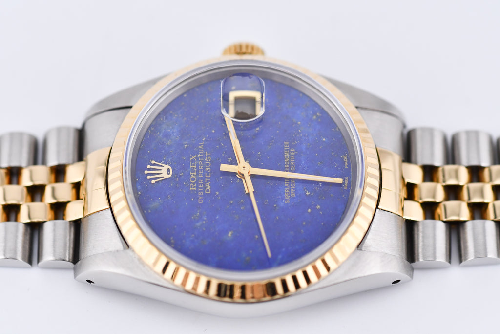 Rolex Datejust 36mm Ref 16233 Yellow Gold Bezel Custom Blue Lapis Dial