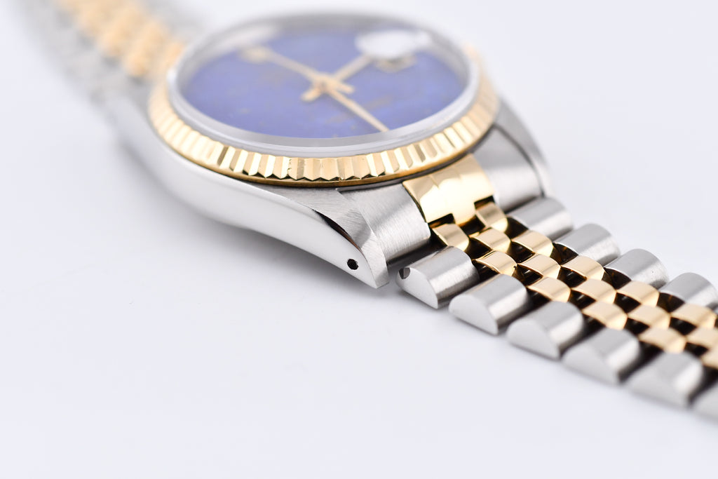Rolex Datejust 36mm Ref 16233 Yellow Gold Bezel Custom Blue Lapis Dial