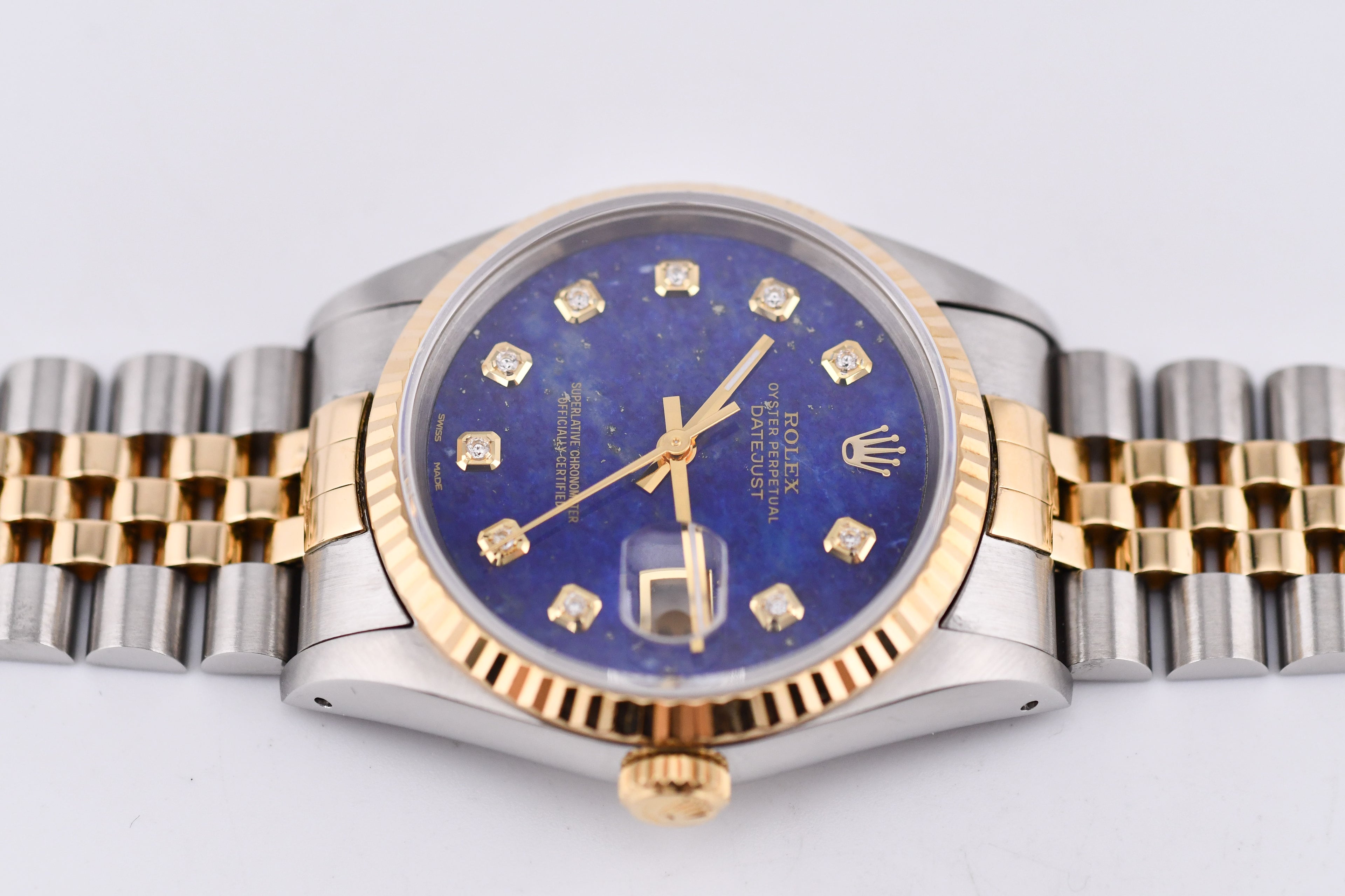 Rolex Datejust 36mm Ref 16233 Yellow Gold Bezel Custom Blue Lapis Diamond Dial