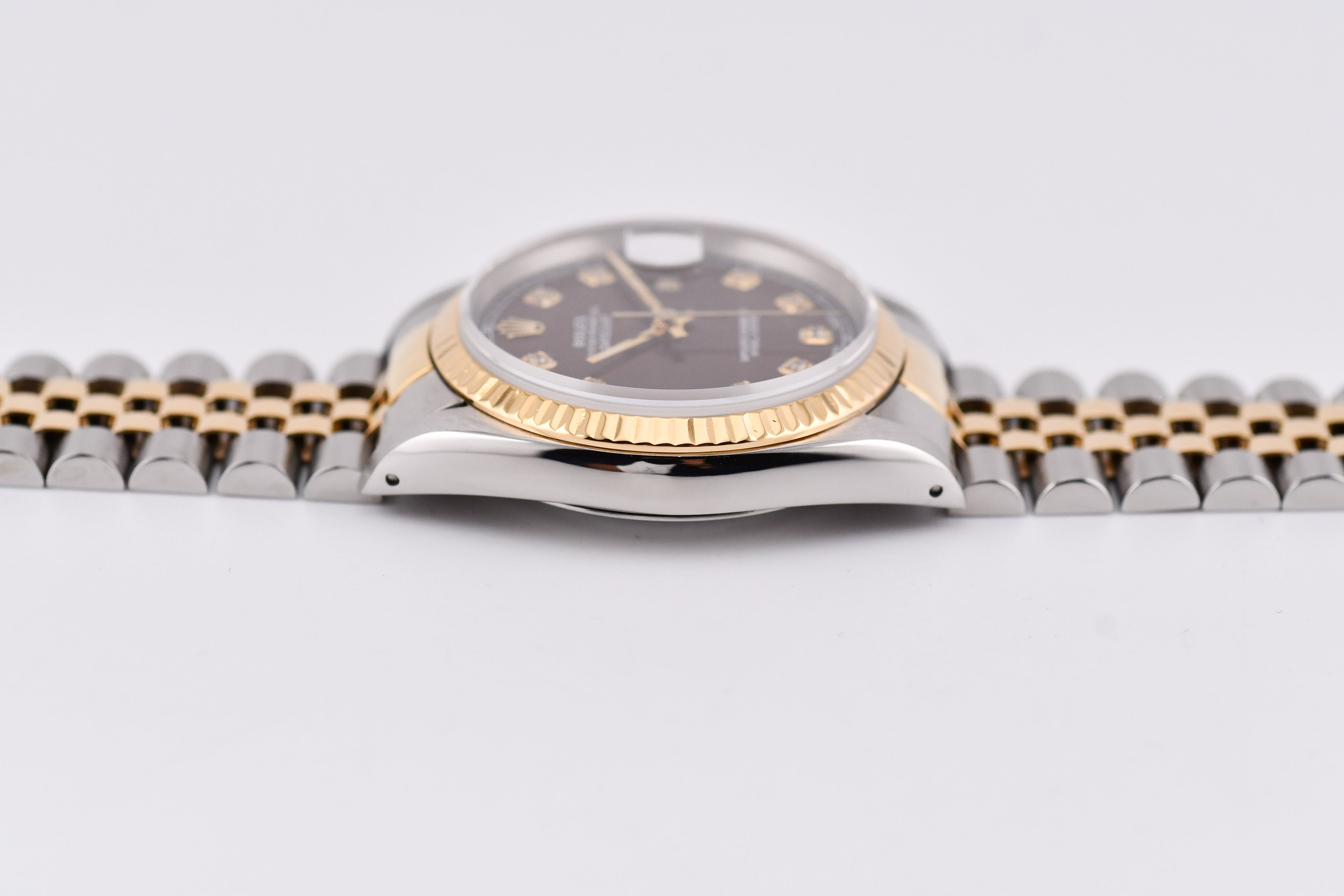 Rolex Datejust 36mm Ref 16233 Yellow Gold Bezel Custom Brown Diamond Dial