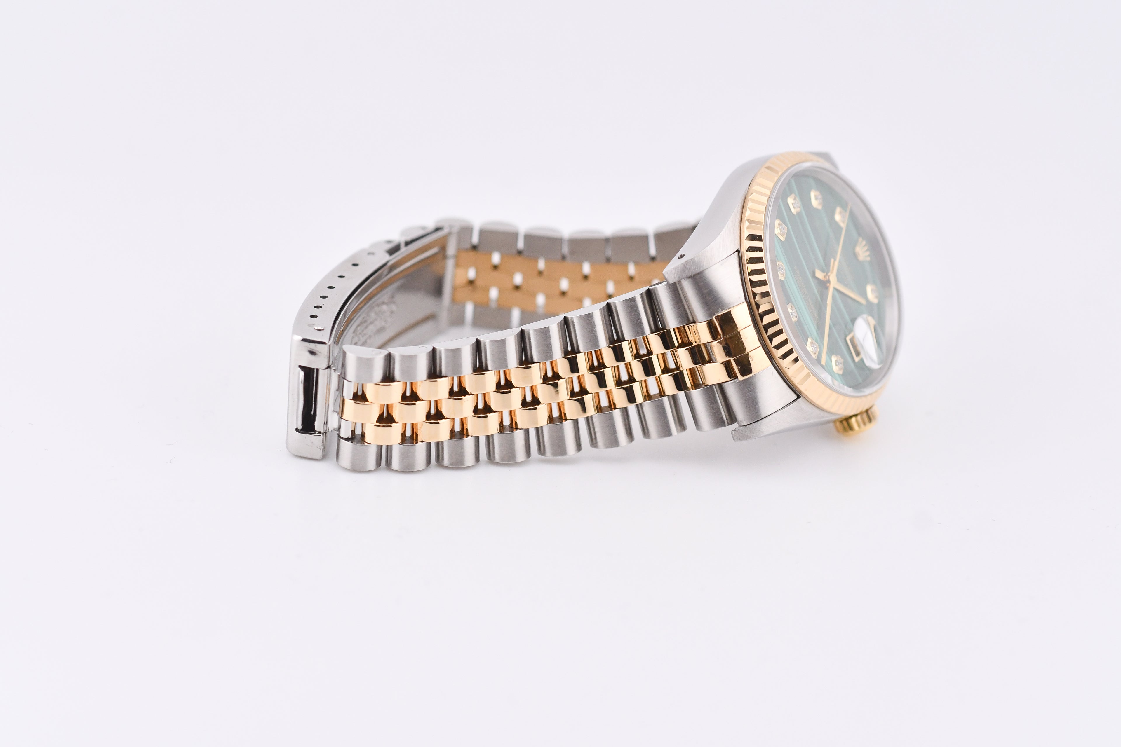 Rolex Datejust 36mm Ref 16233 Yellow Gold Bezel Custom Malachite Diamond Dial