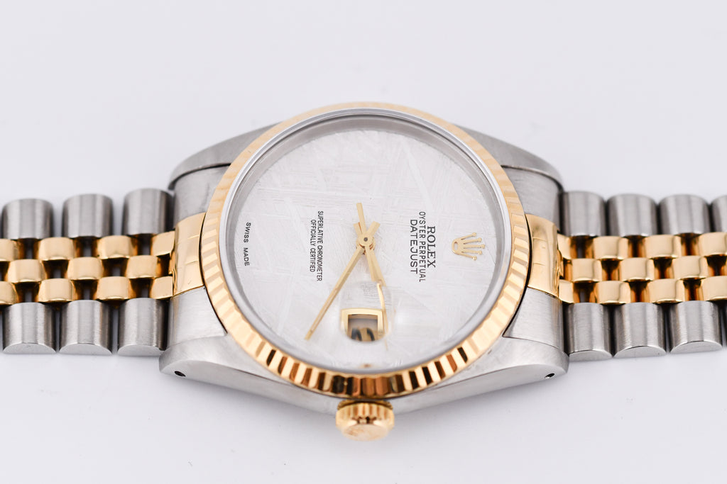 Rolex Datejust 36mm Ref 16233 Yellow Gold Bezel Custom Meteorite Dial