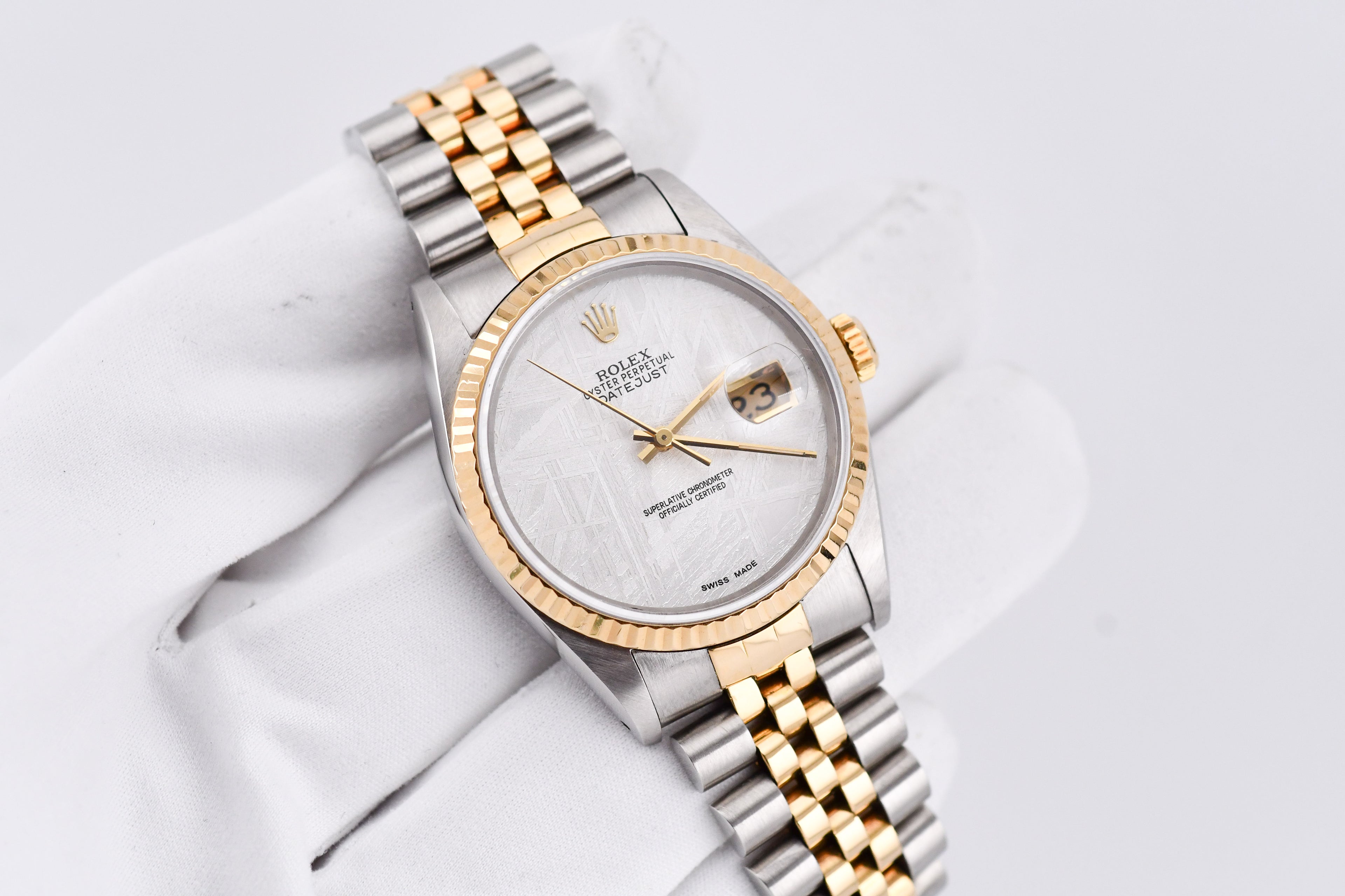 Rolex Datejust 36mm Ref 16233 Yellow Gold Bezel Custom Meteorite Dial